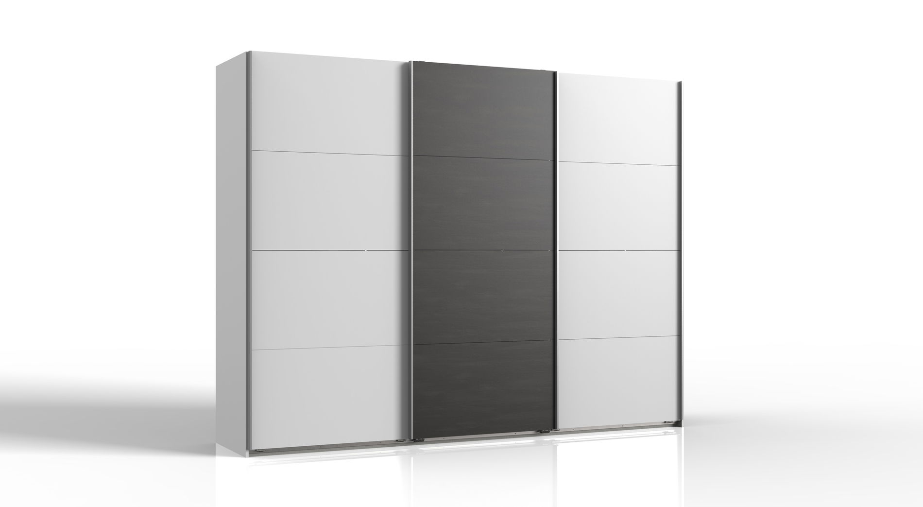 Wimex Minden Schwebetürenschrank 270 cm Weiß/Raw steel