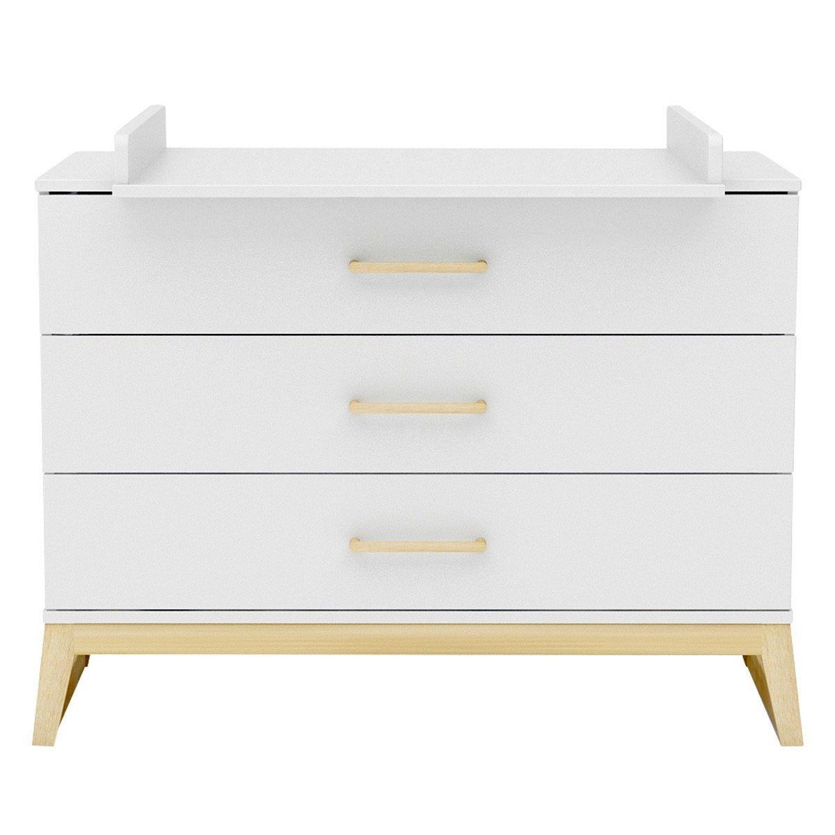 Nature Kid Modena Wickelkommode weiß drei Schubladen inklusive Wickelaufsatz