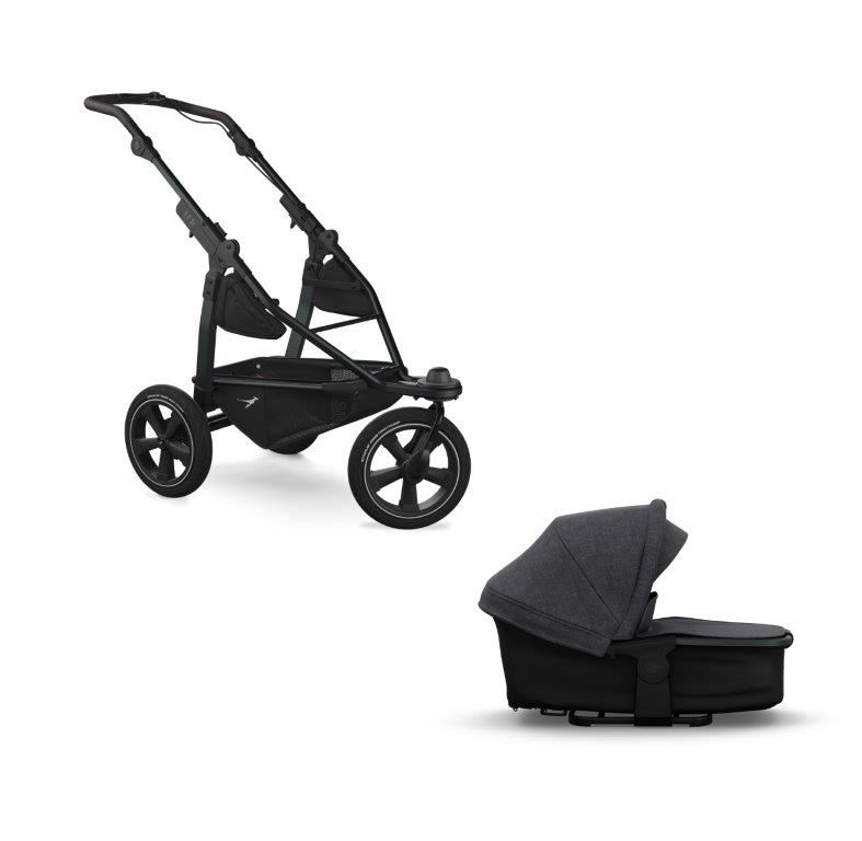 tfk mono2 Kombikinderwagen premium schwarz mit Luftrad-Set