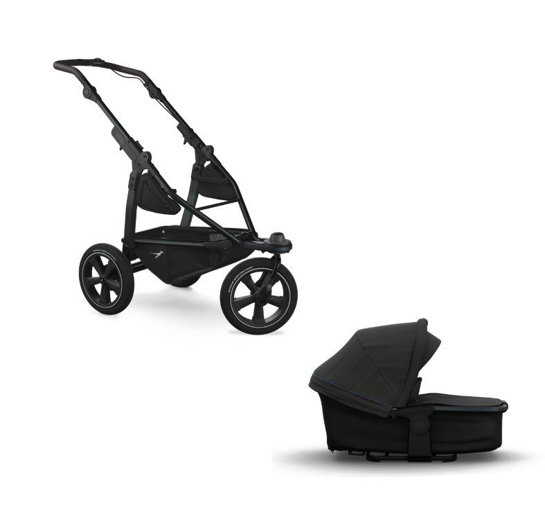 tfk mono2 Kombikinderwagen anthrazit mit roten Highlights mit Luftrad-Set