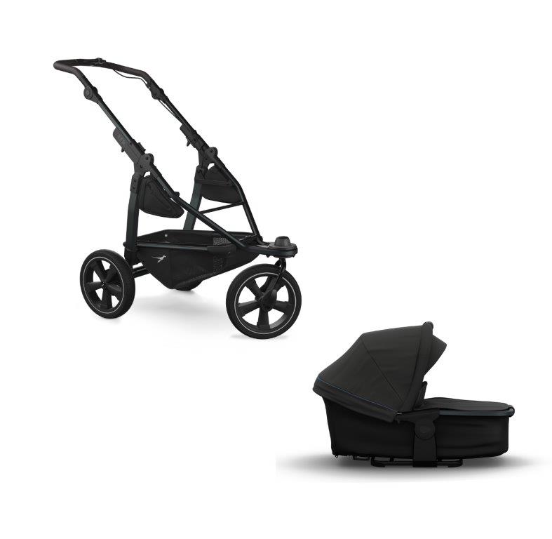 tfk mono2 Kombikinderwagen anthrazit mit roten Highlights mit Luftkammer Radset