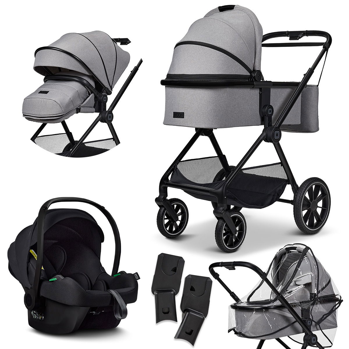 Moon Clicc Kinderwagen Set - stone / melange