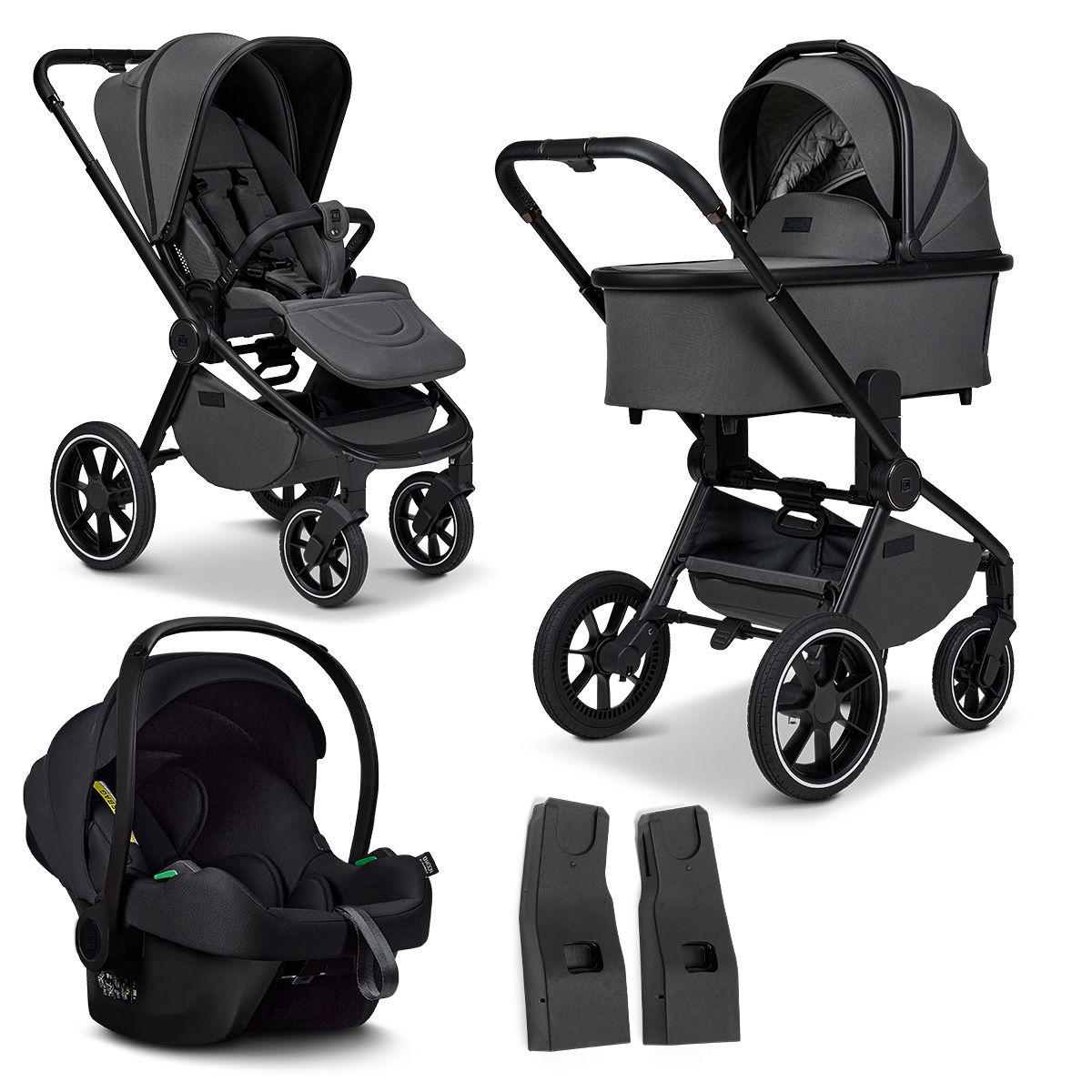 Moon ReSea+ Kombikinderwagen Set mit Adpater und Babyschale Cosmo - anthra