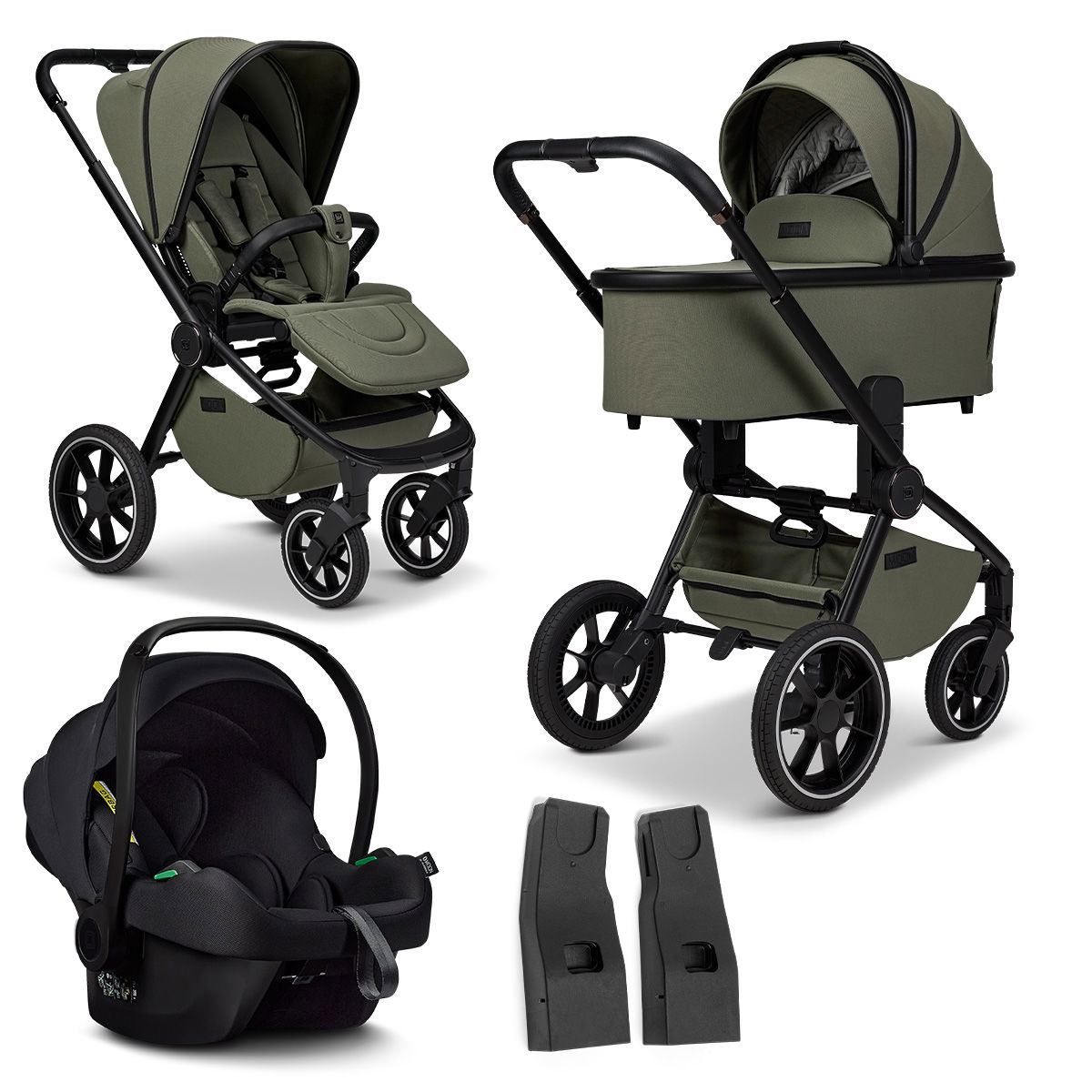 Moon ReSea+ Kombikinderwagen Set mit Adapter und Babyschale Cosmo - moss