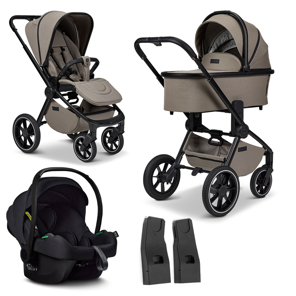 Moon ReSea+ Kombikinderwagen Set mit Adapter und Cosmo Babyschale - mud
