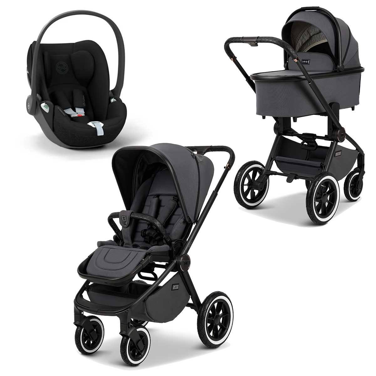 Moon Resea Plus Kinderwagen-Bundle anthrazit/black matt | mit Babyschale