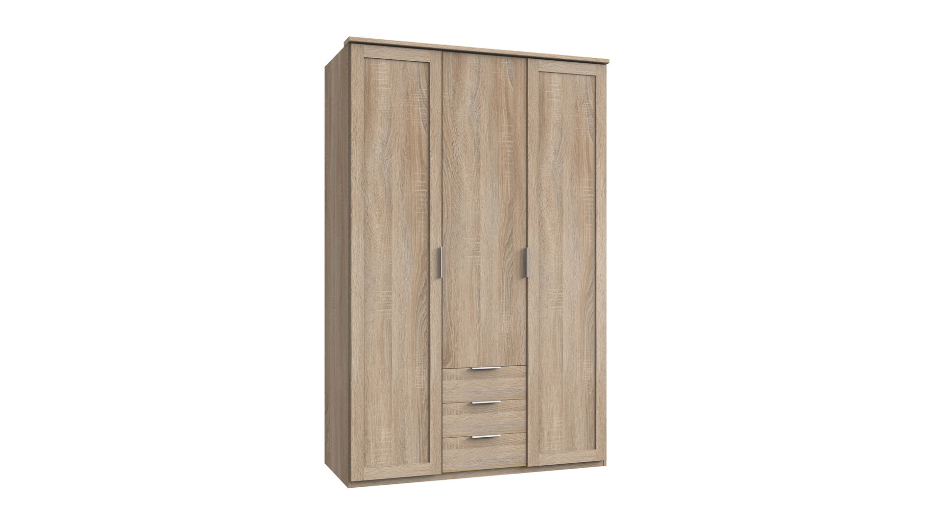 Wimex Nadja Drehtürenschrank 135CM & 3 Schubkästen Eiche Saegerau-Nachbildung