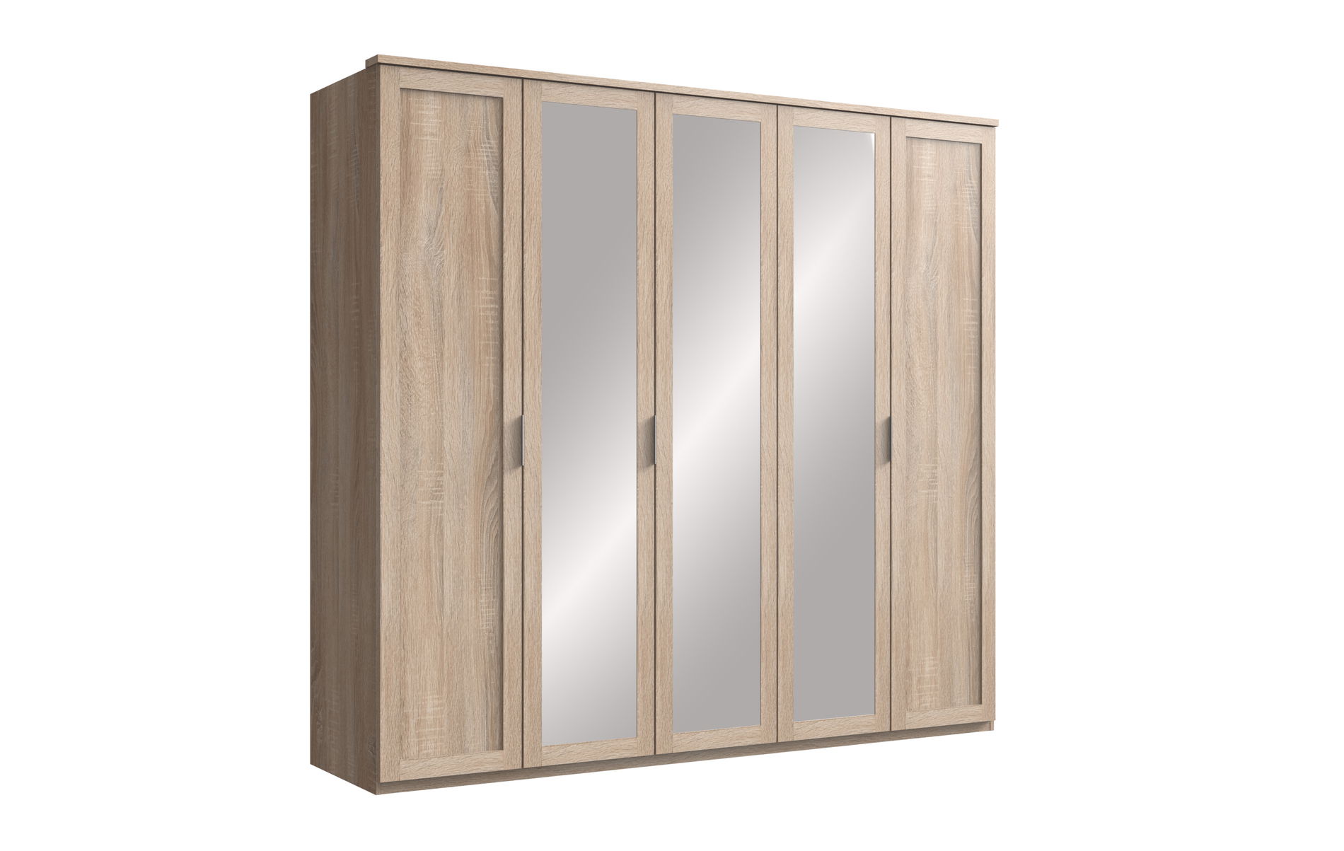 Wimex Nadja Drehtürenschrank 225CM & 3 Spiegel Eiche Saegerau-Nachbildung