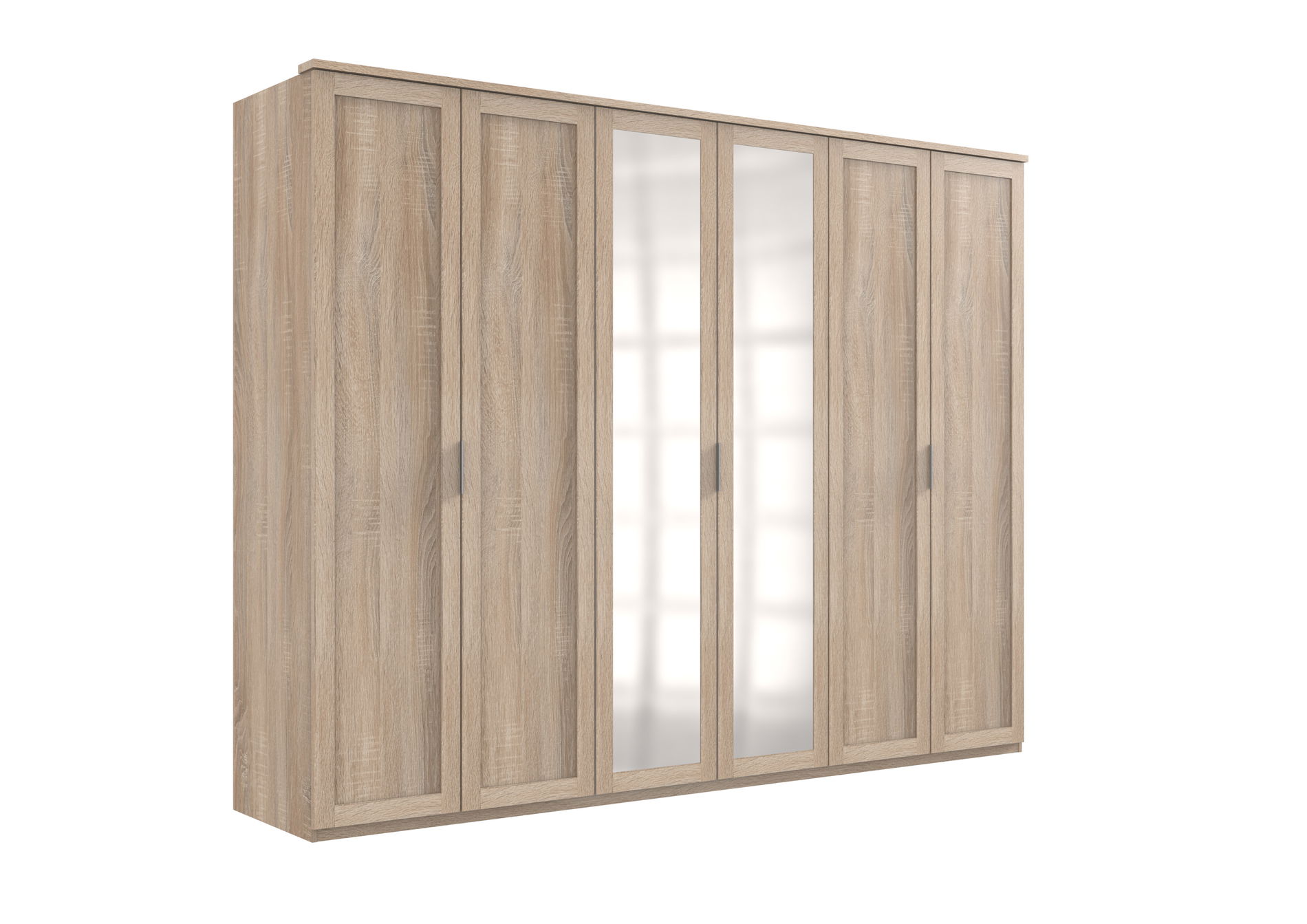 Wimex Nadja Drehtürenschrank 270 CM & 2 Spiegel Eiche Saegerau-Nachbildung