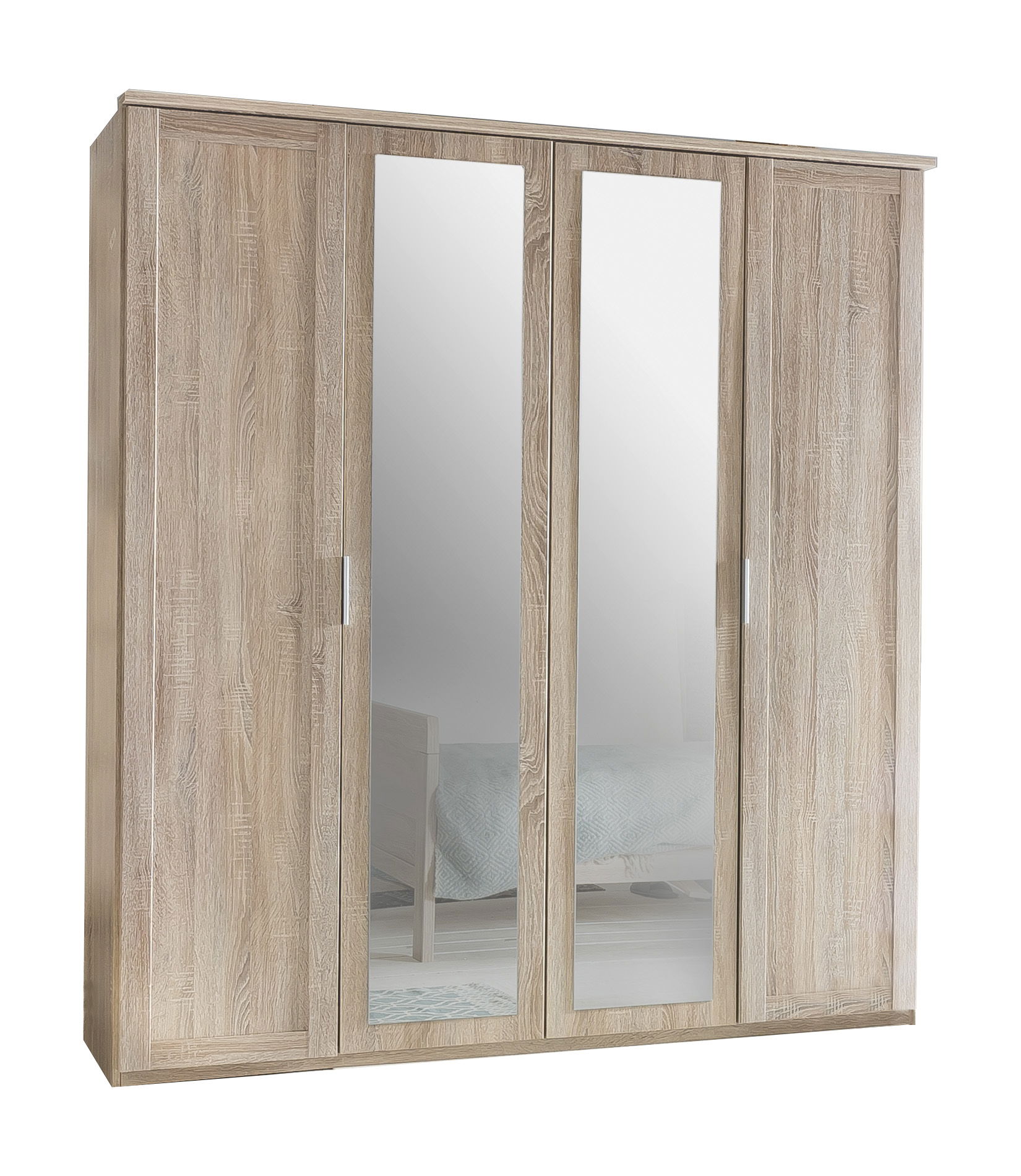 Wimex Nadja Drehtürenschrank 180 CM & 2 Spiegel Eiche Saegerau-Nachbildung