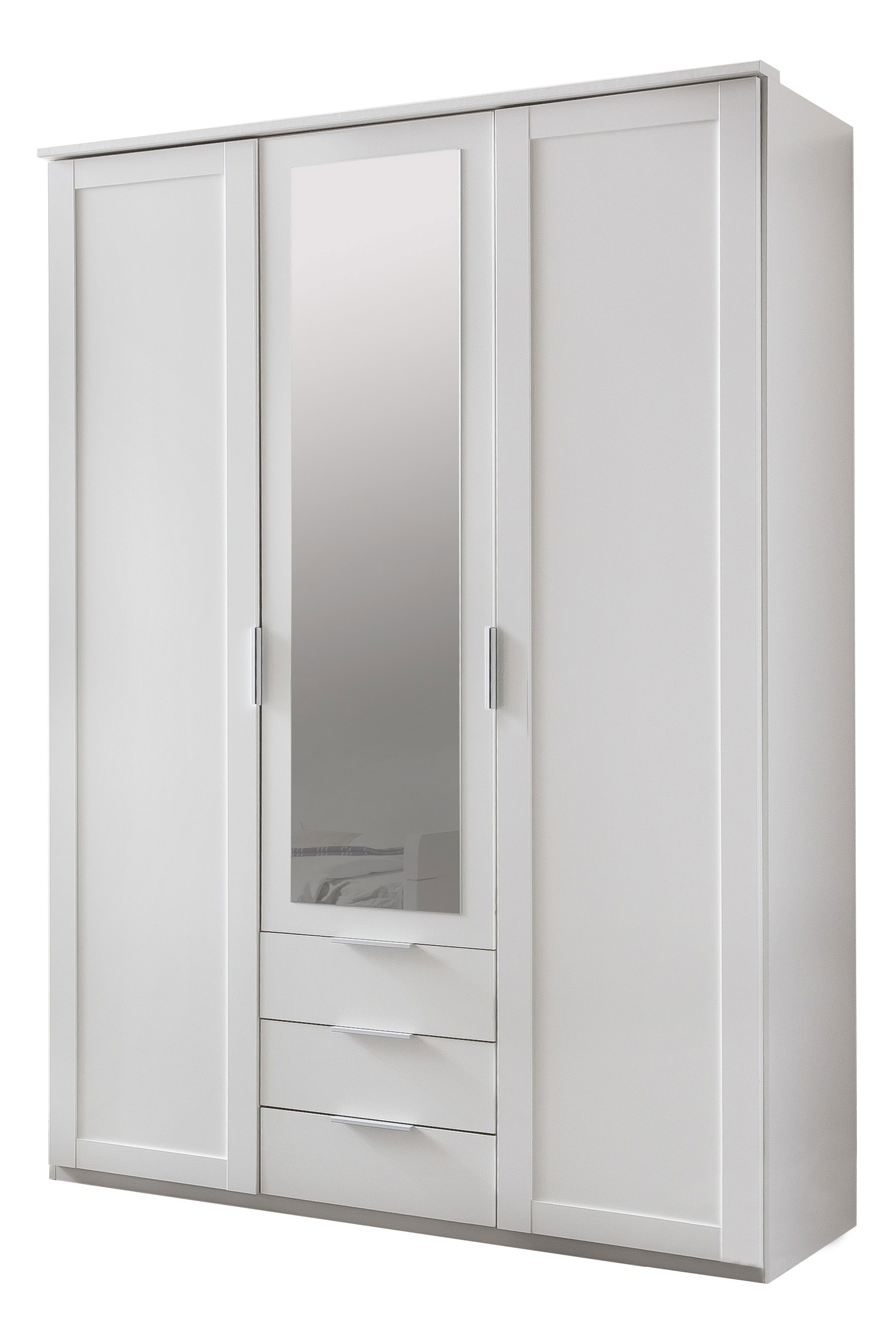 Wimex Nadja Drehtürenschrank 135 CM & Spiegel + 3 Schubkästen Weiss