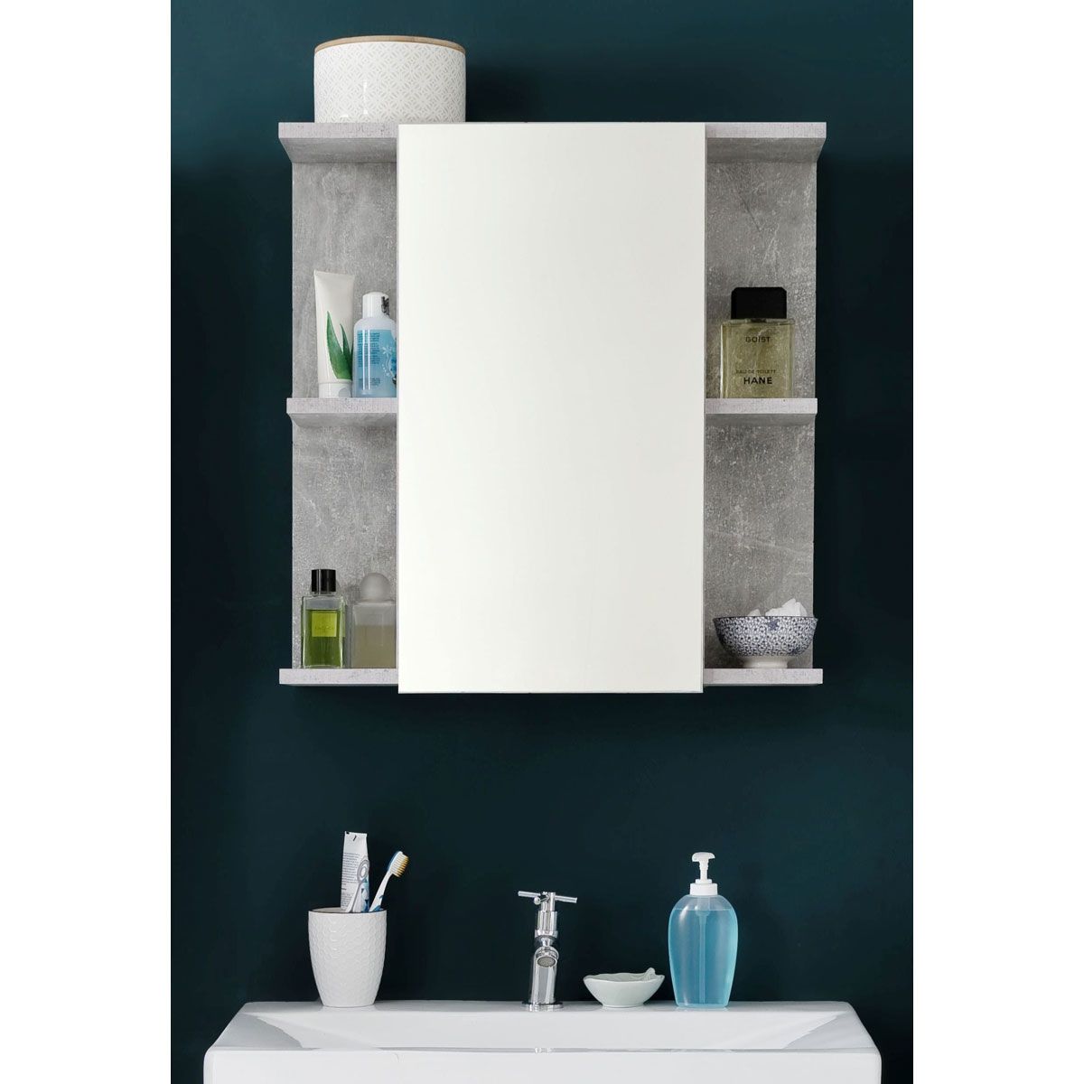 trendteam Nano Spiegelschrank beleuchtet Beton Stone