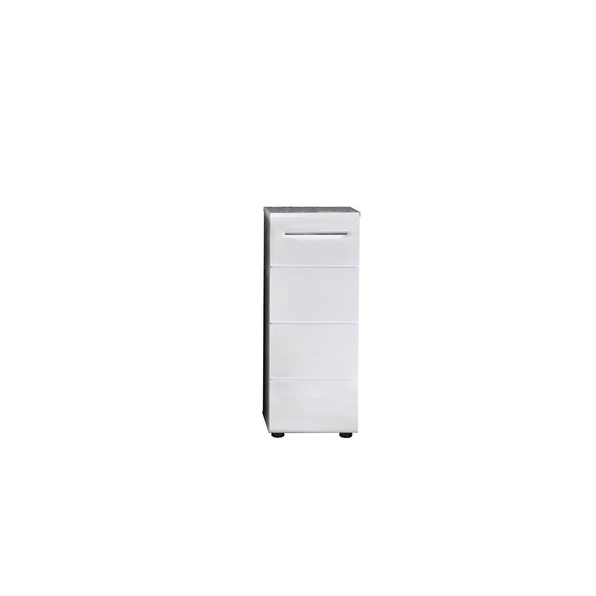 trendteam Nano Standschrank Weiß Hochglanz / Beton Stone