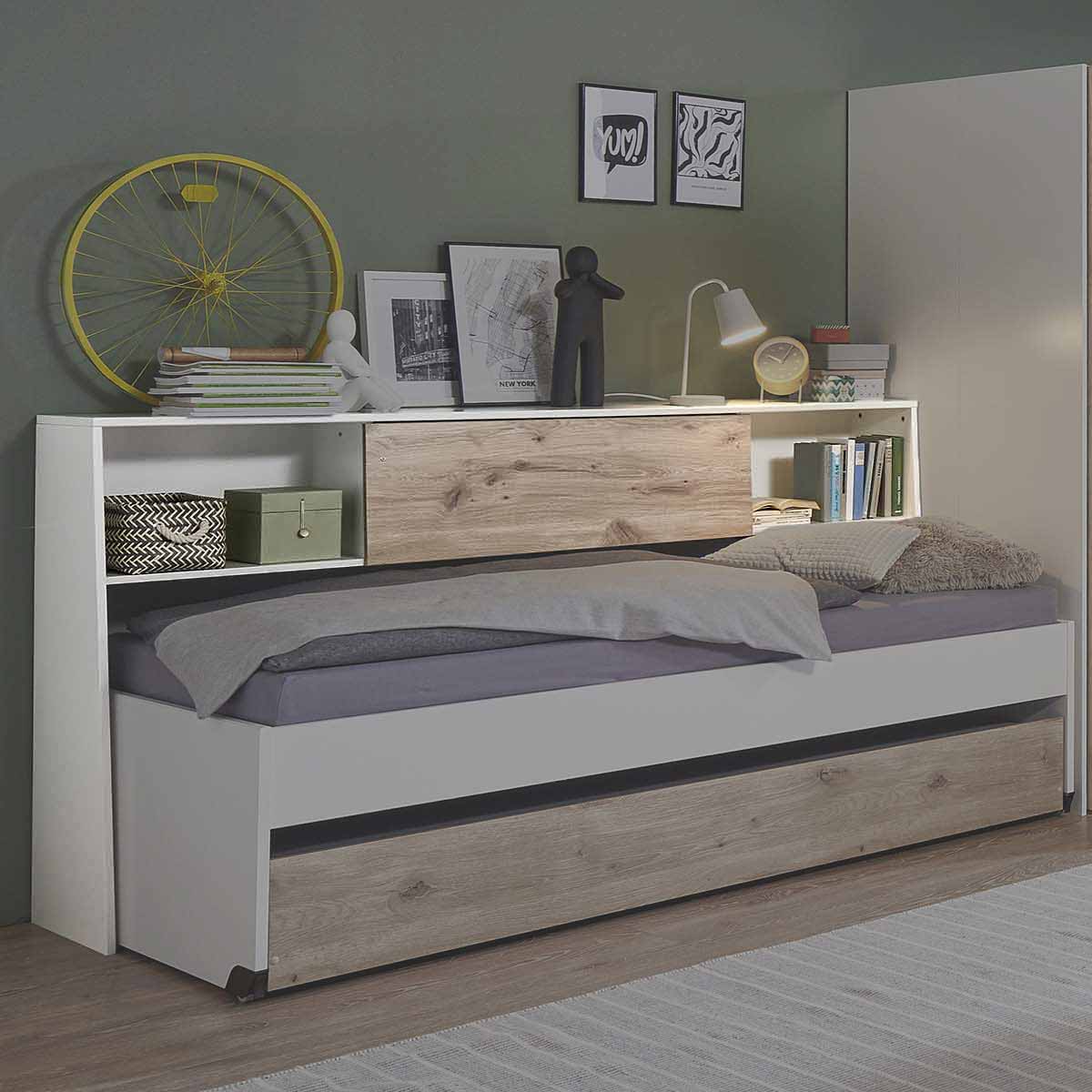 Wimex Norderney Überbau für Bett Weiß/Viking-oak Dekor