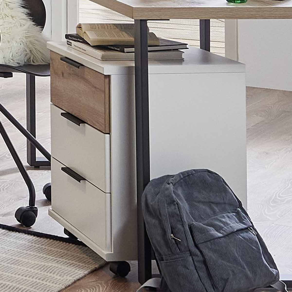 Wimex Norderney Rollcontainer 3S Weiß/Viking-oak Dekor