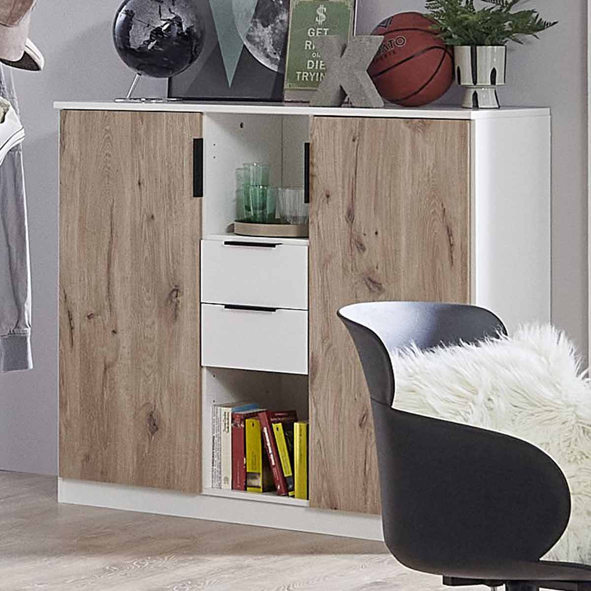 Wimex Norderney Highboard Weiß/Viking-oak Dekor