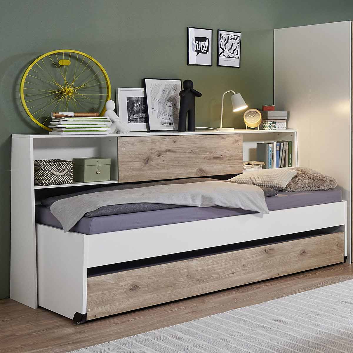 Wimex Norderney Bett 90 x 200 cm Weiß/Viking-oak Dekor