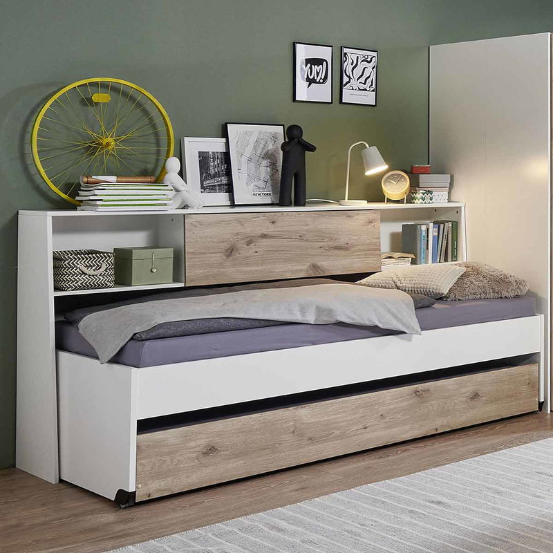 Wimex Norderney Bett 90 x 200 cm Weiß/Viking-oak Dekor
