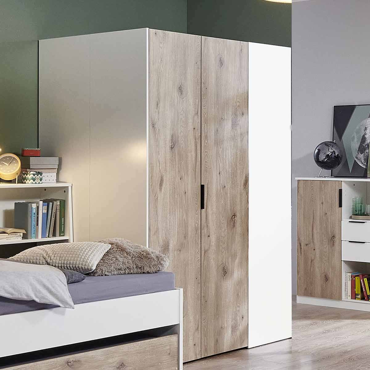Wimex Norderney Eckschrank begehbar 120 cm Weiß/Viking-oak Dekor