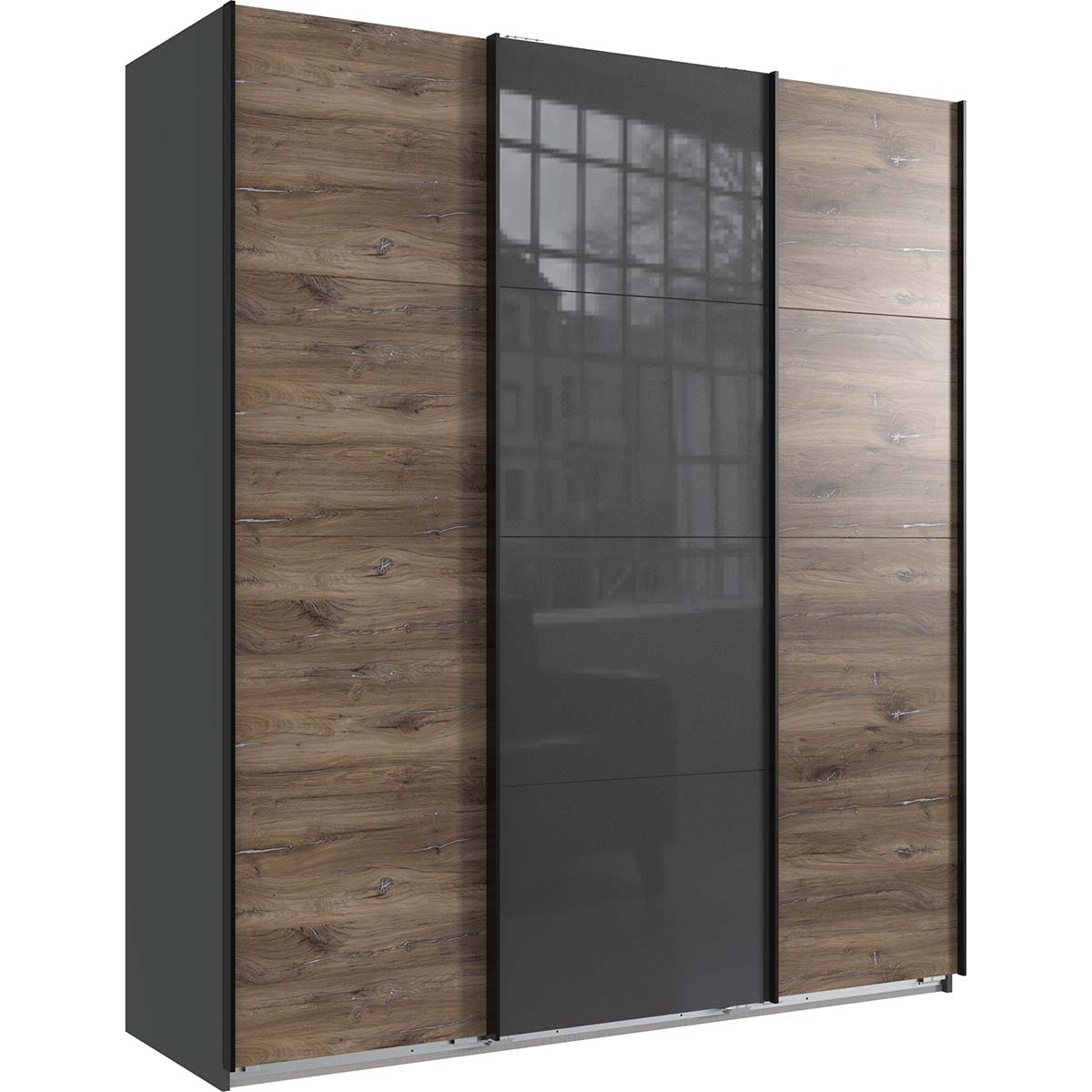 Wimex Norderstedt Schwebetürenschrank 180x208 cm Graphit/Flagstaff-Eiche Dekor