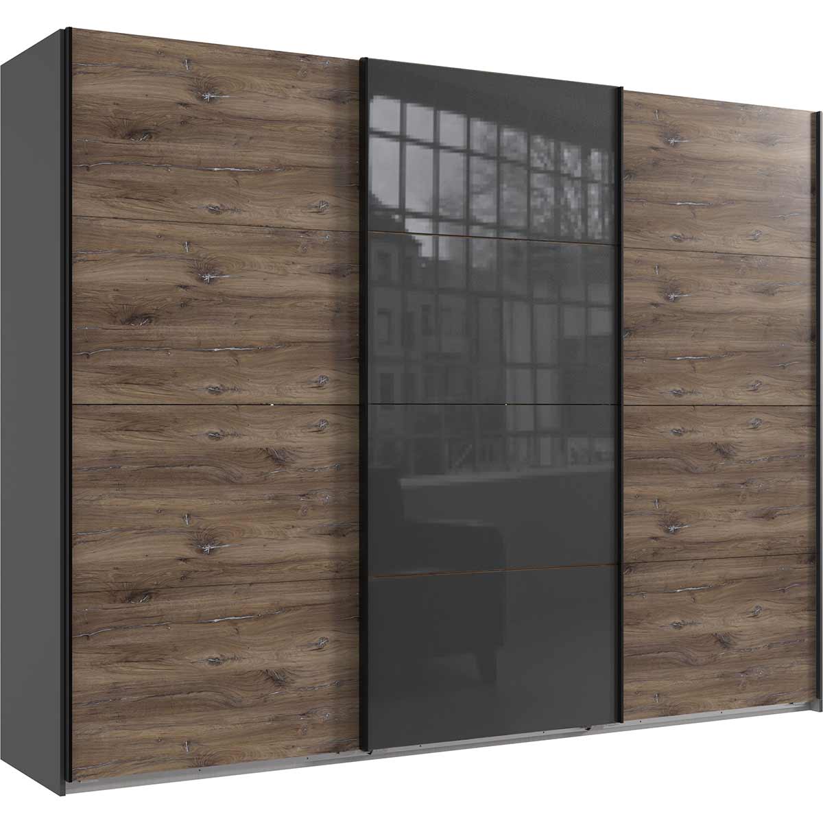 Wimex Norderstedt Schwebetürenschrank 270x208 cm Graphit/Flagstaff-Eiche Dekor