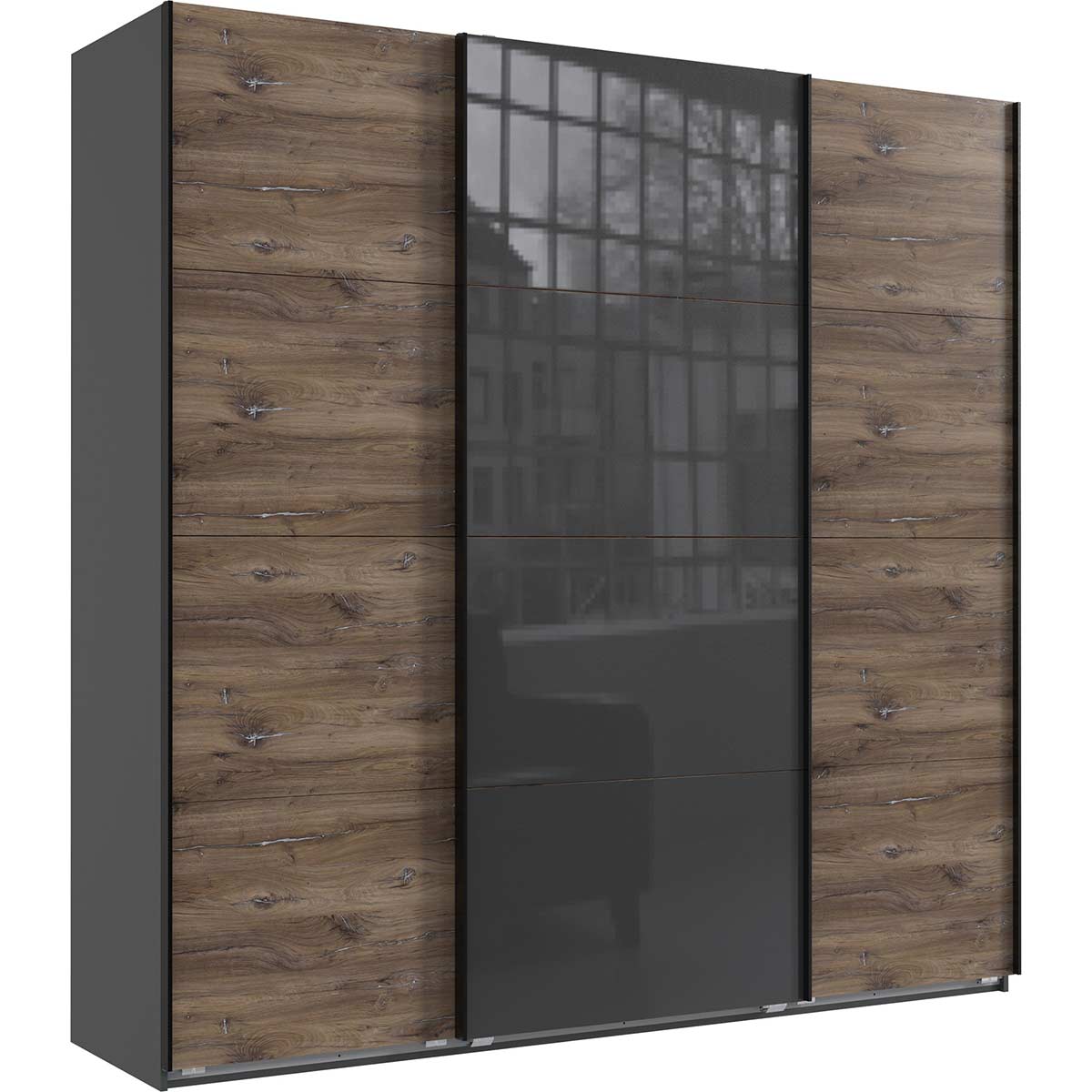 Wimex Norderstedt Schwebetürenschrank 225x236 cm Graphit/Flagstaff-Eiche Dekor