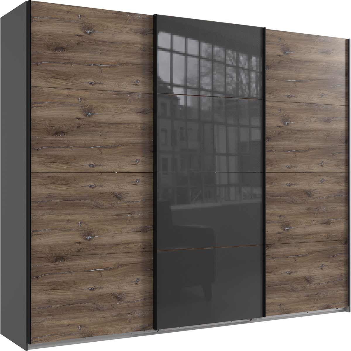 Wimex Norderstedt Schwebetürenschrank 270x236 cm Graphit/Flagstaff-Eiche Dekor