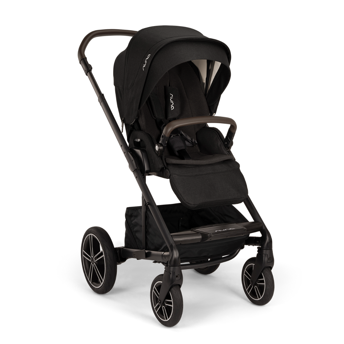 Nuna MIXX next Kinderwagen Caviar inkl. Kniedecke, Adapter, Regenverdeck & braunem Ledergriff