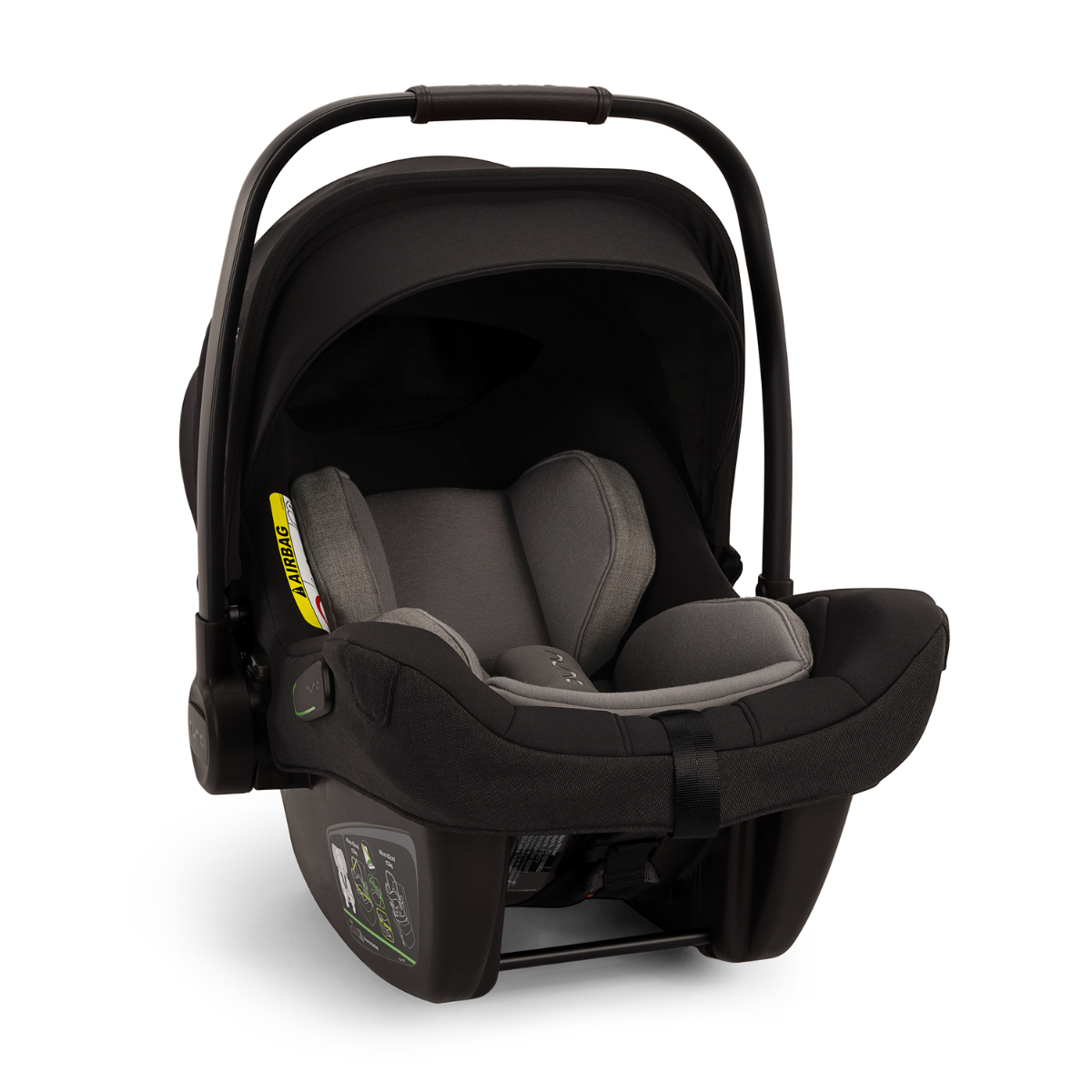 Nuna PIPA next i-Size Babyschale (40 - 83 cm) mit braunem Ledergriff kompatibel mit PIPA next Base, ARRA Base und BASE next Caviar