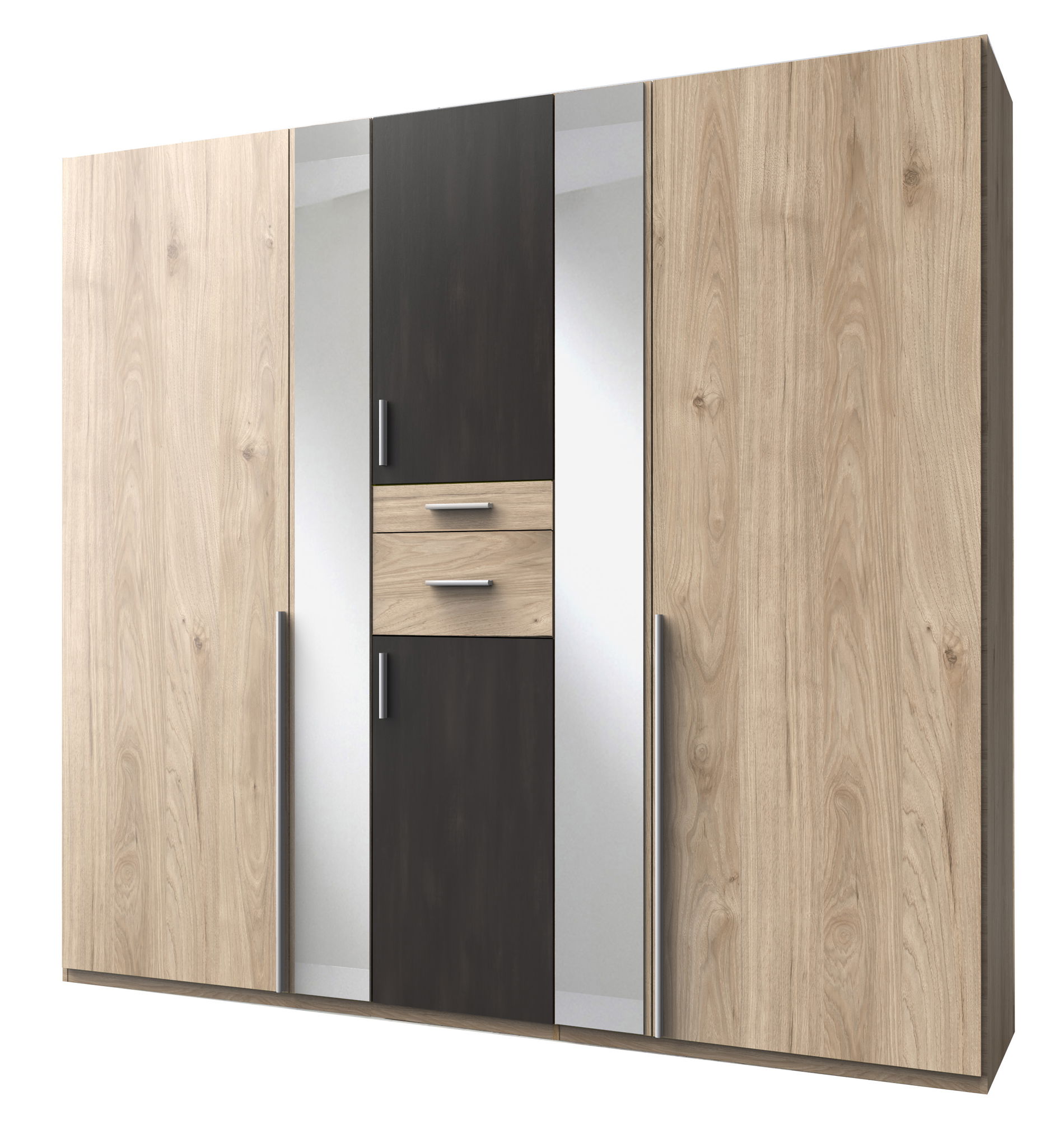 Wimex Odessa Drehtürenschrank 225CM Hickory Oak Nachbildung / Raw Steel
