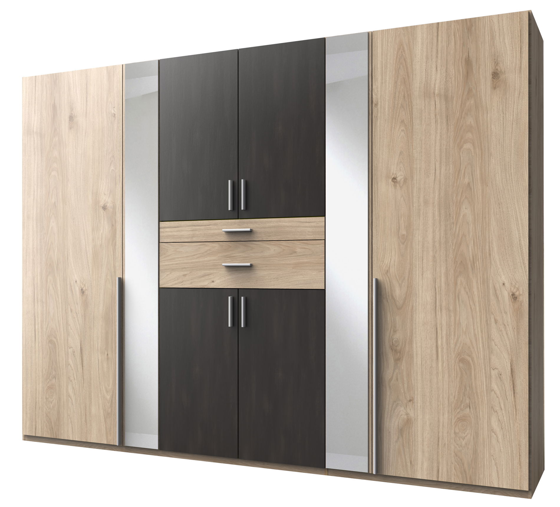 Wimex Odessa Drehtürenschrank 270CM Hickory Oak Nachbildung / Raw Steel