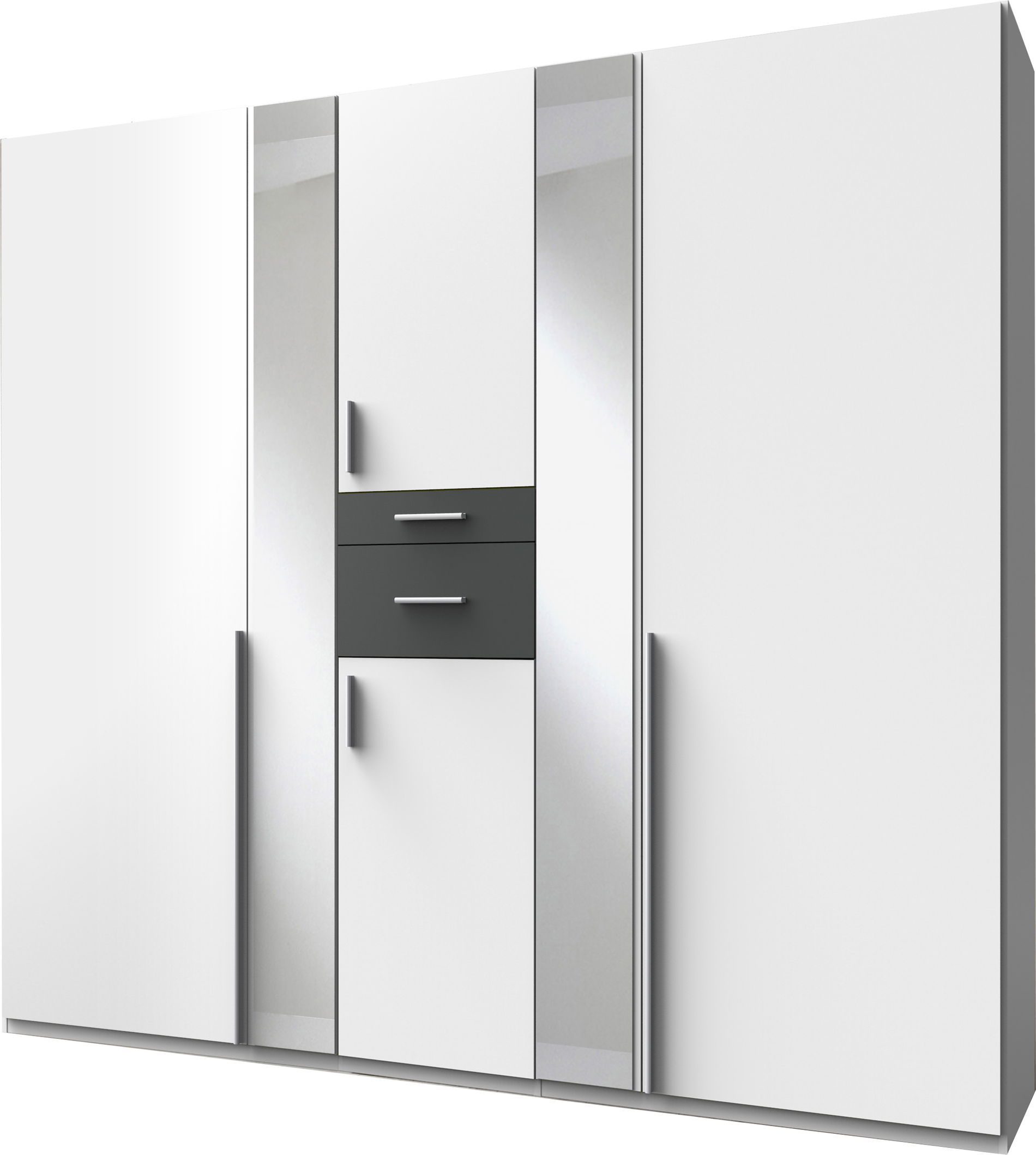 Wimex Odessa Drehtürenschrank 225CM Weiss / Graphit