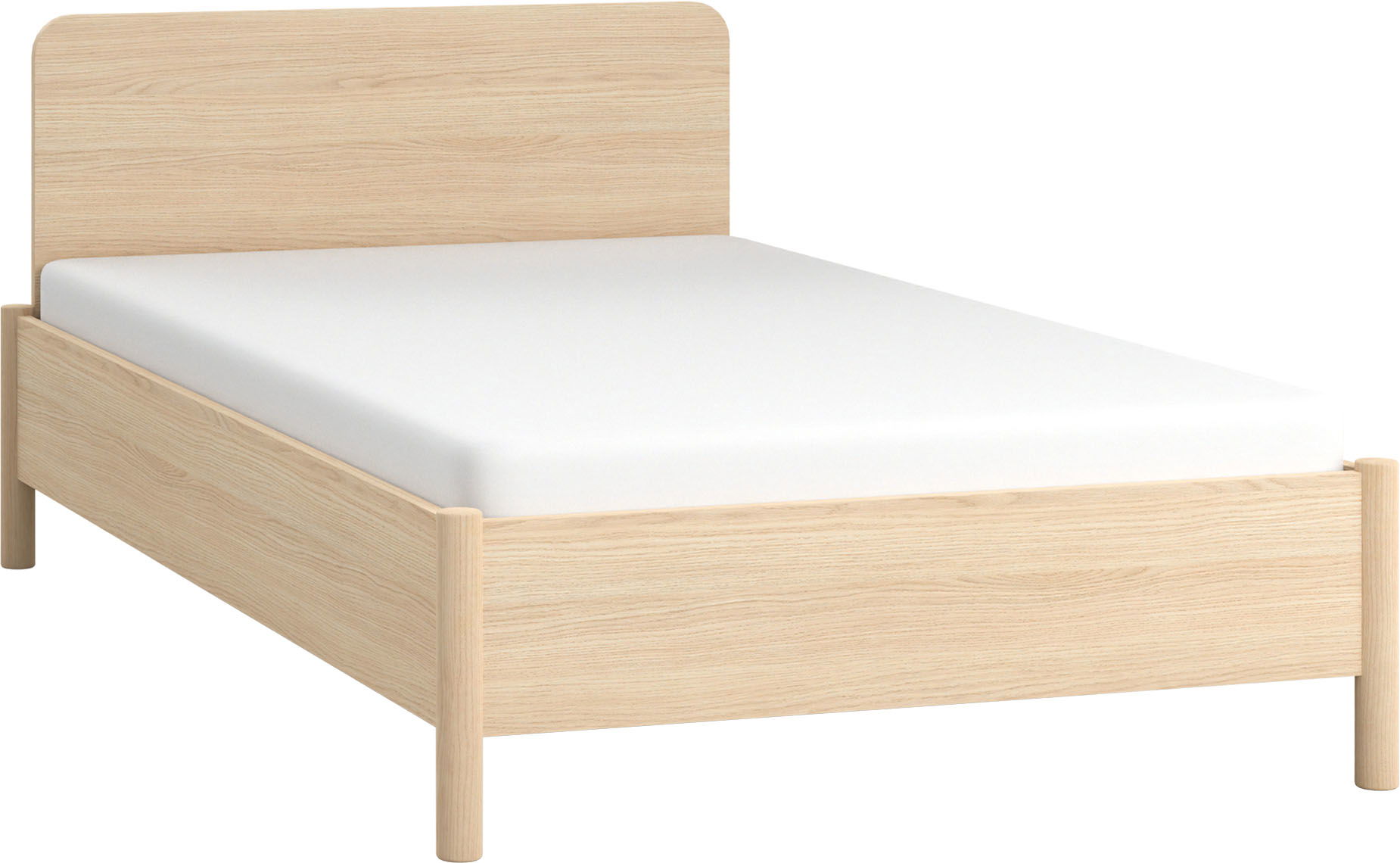 Vox OMM - Bett mit geradem Kopfteil und Holzlatten 120x200cm / Eiche hell