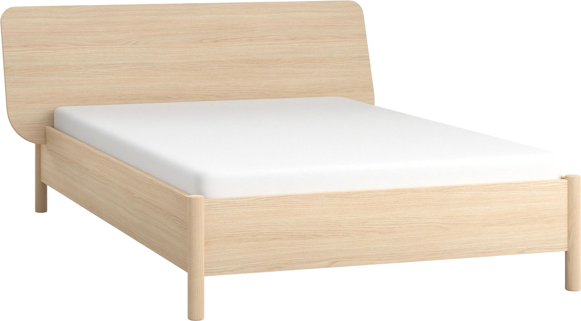 VOX OMM - Bett mit breitem Kopfteil und Holzlatten 140x200cm / Eiche hell