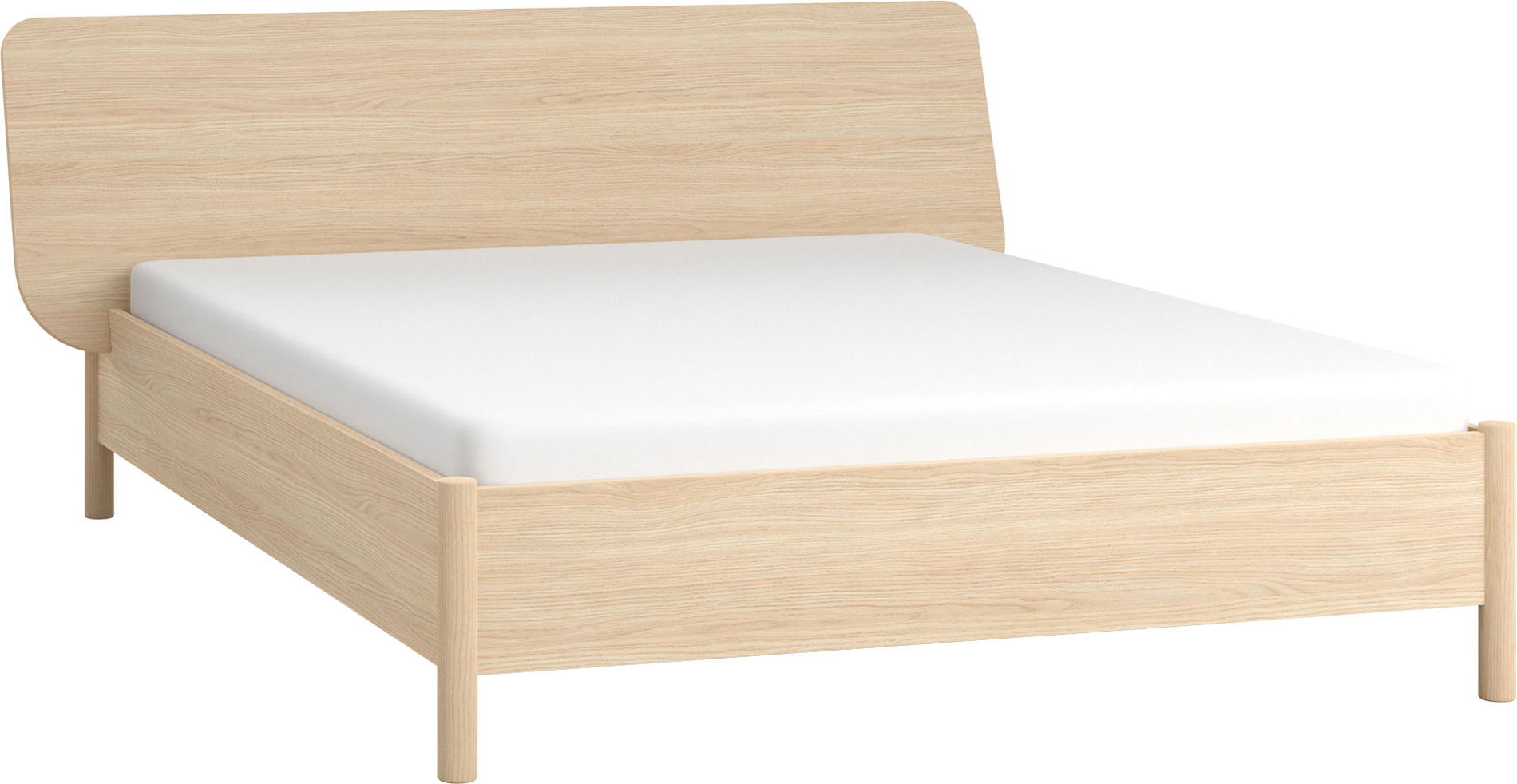 VOX OMM - Bett mit breitem Kopfteil und Holzlatten 160x200cm in Eiche hell