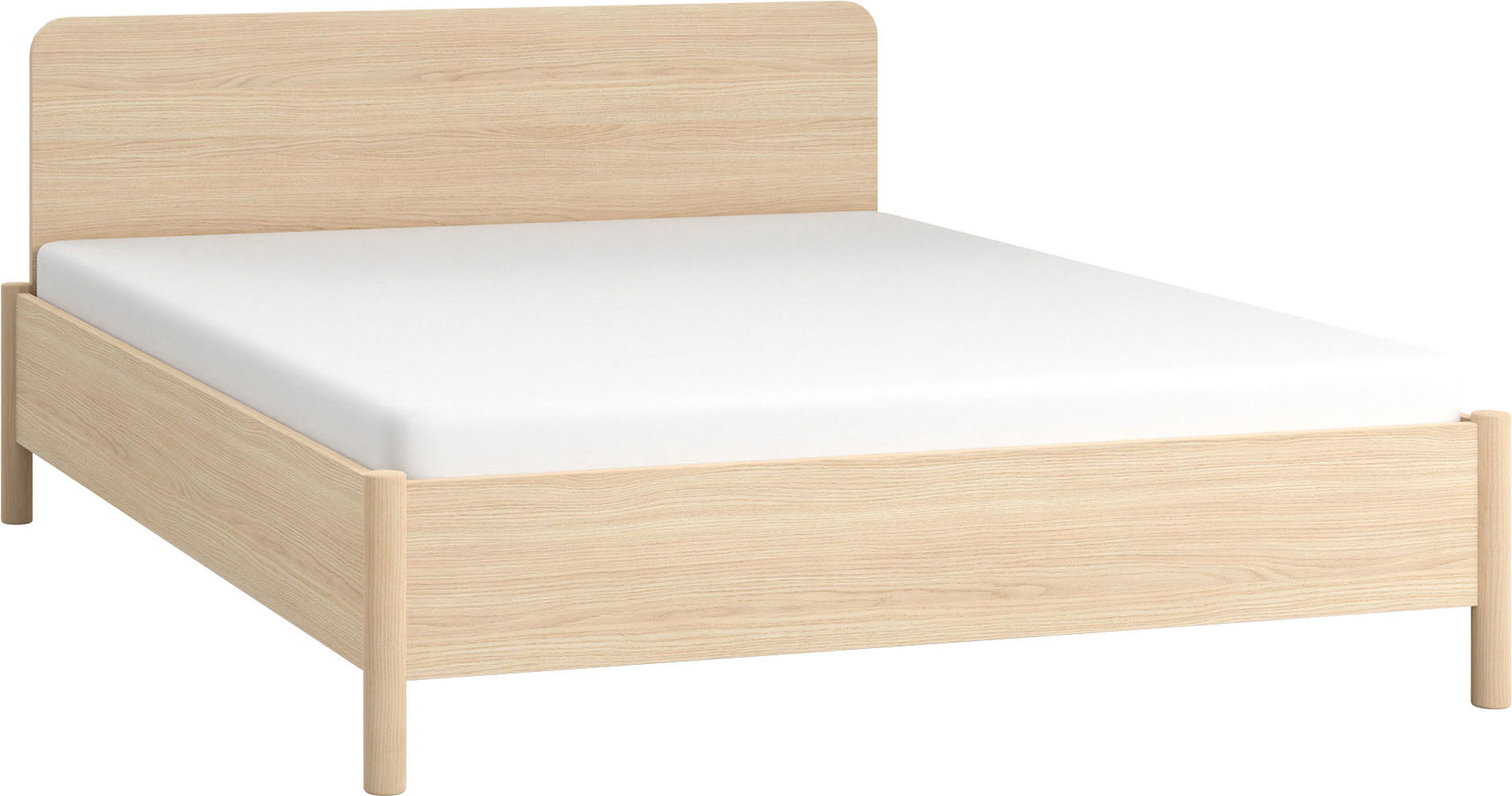 VOX OMM - Bett mit geradem Kopfteil und Holzlatten 160x200cm / Eiche hell