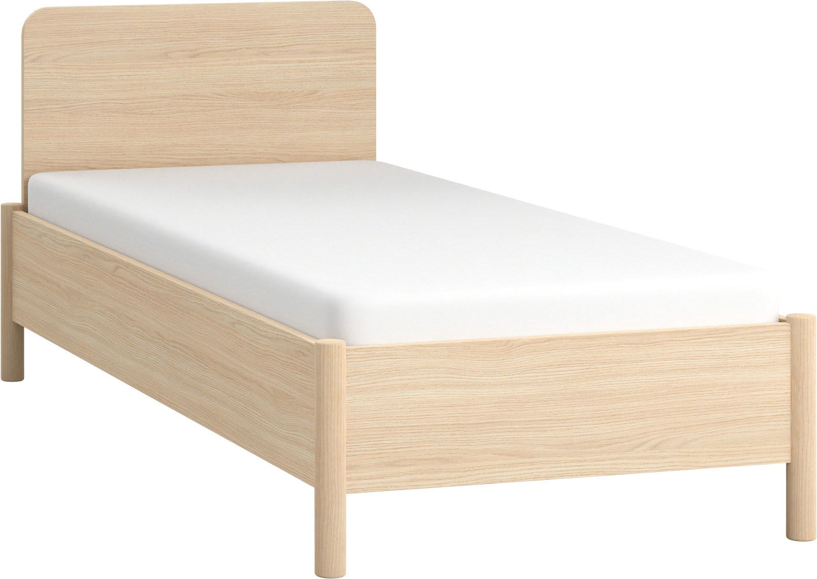 Vox OMM - Bett mit geradem Kopfteil und Holzlatten 90x200cm / Eiche hell