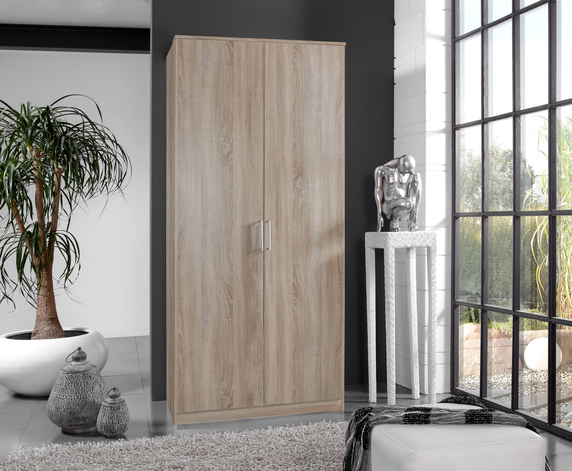 Wimex Osaka Kleiderschrank 2T Eiche sägerau-Nachbildung