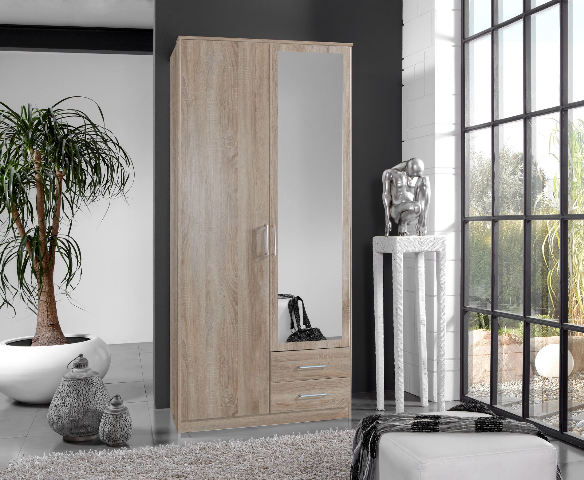 Wimex Osaka Kleiderschrank 2T 2S Eiche sägerau-Nachbildung