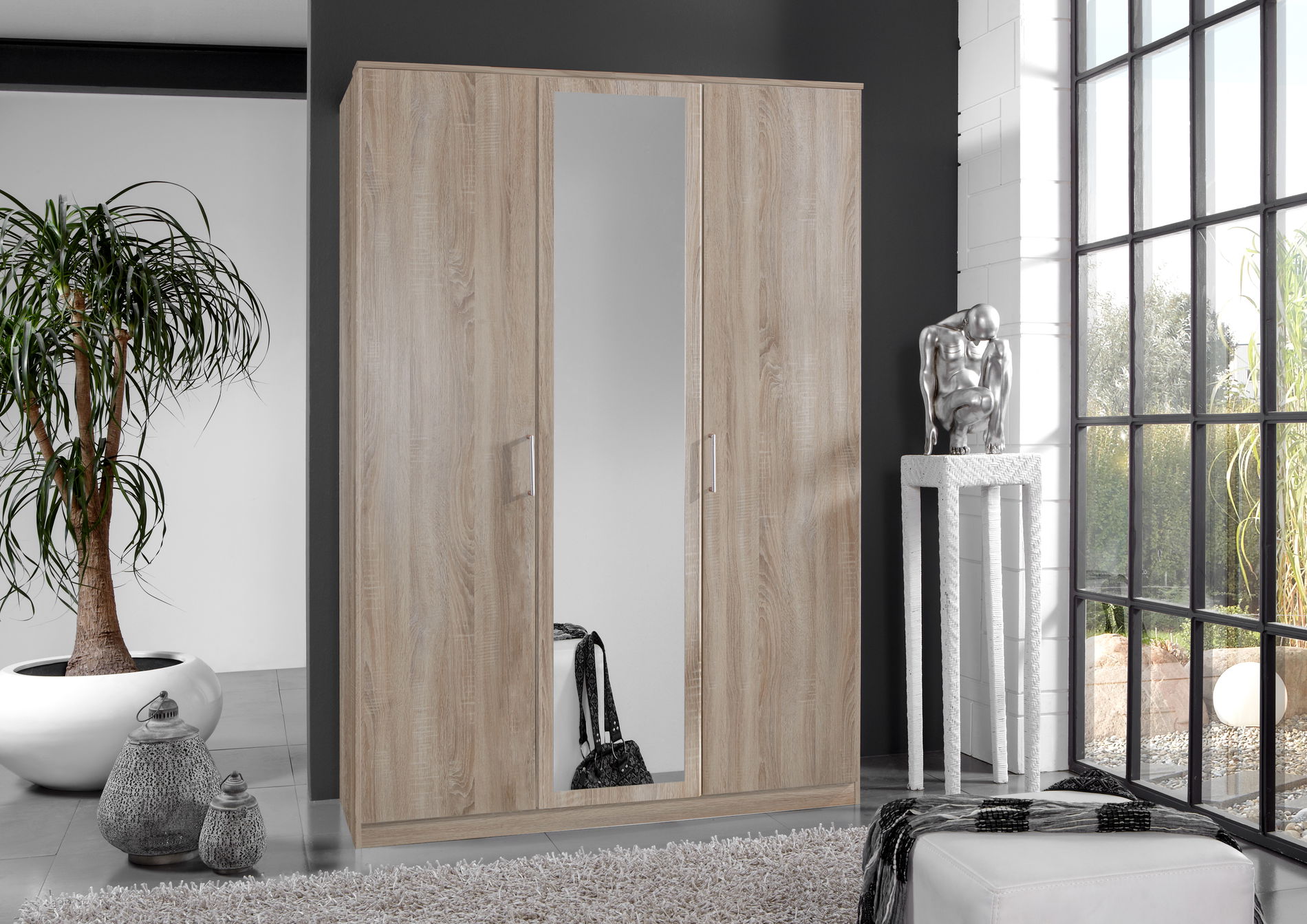 Wimex Osaka Kleiderschrank 3T Eiche sägerau-Nachbildung