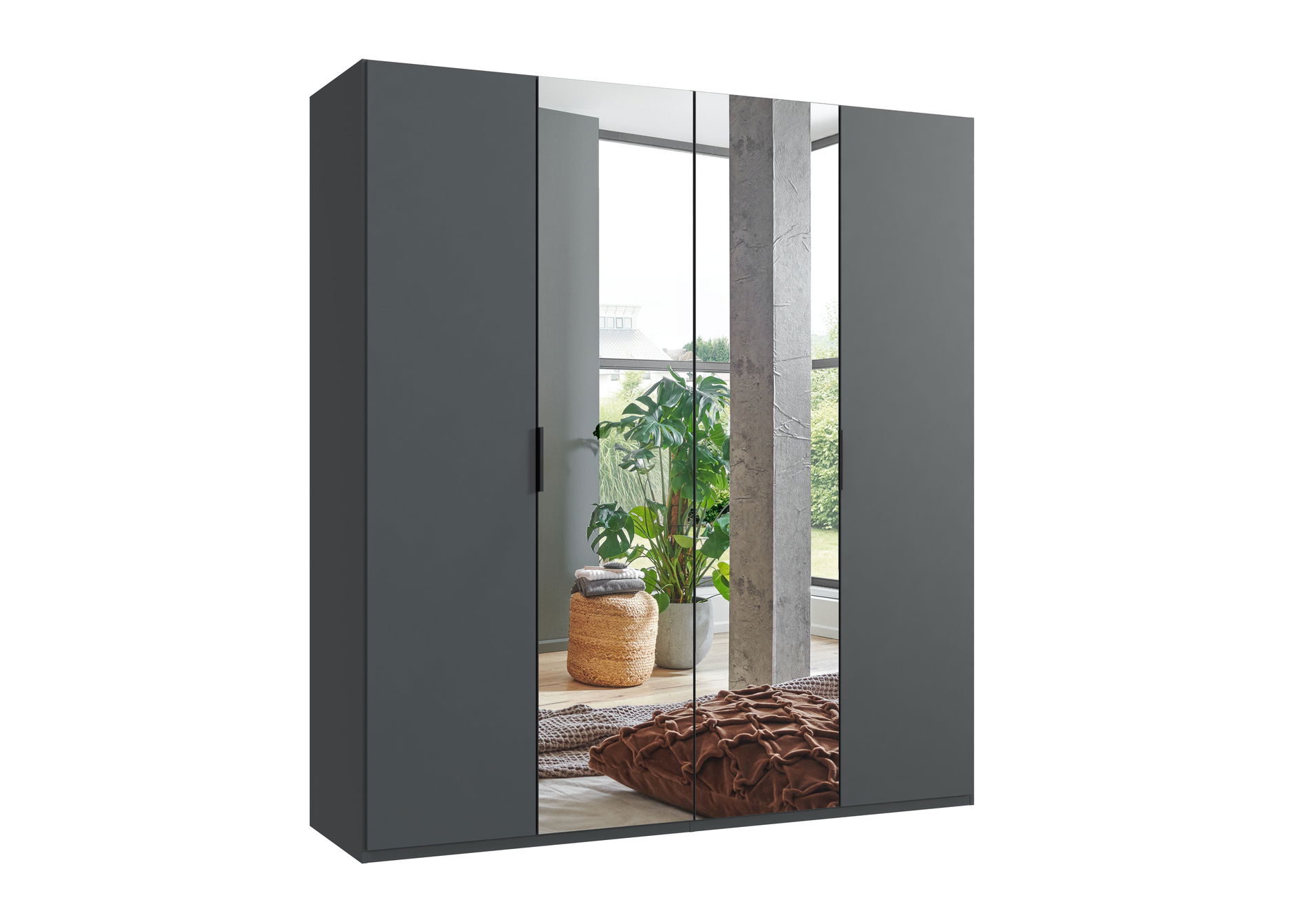 Wimex oxford Falttürenschrank 200x216 cm Spiegel Grafit
