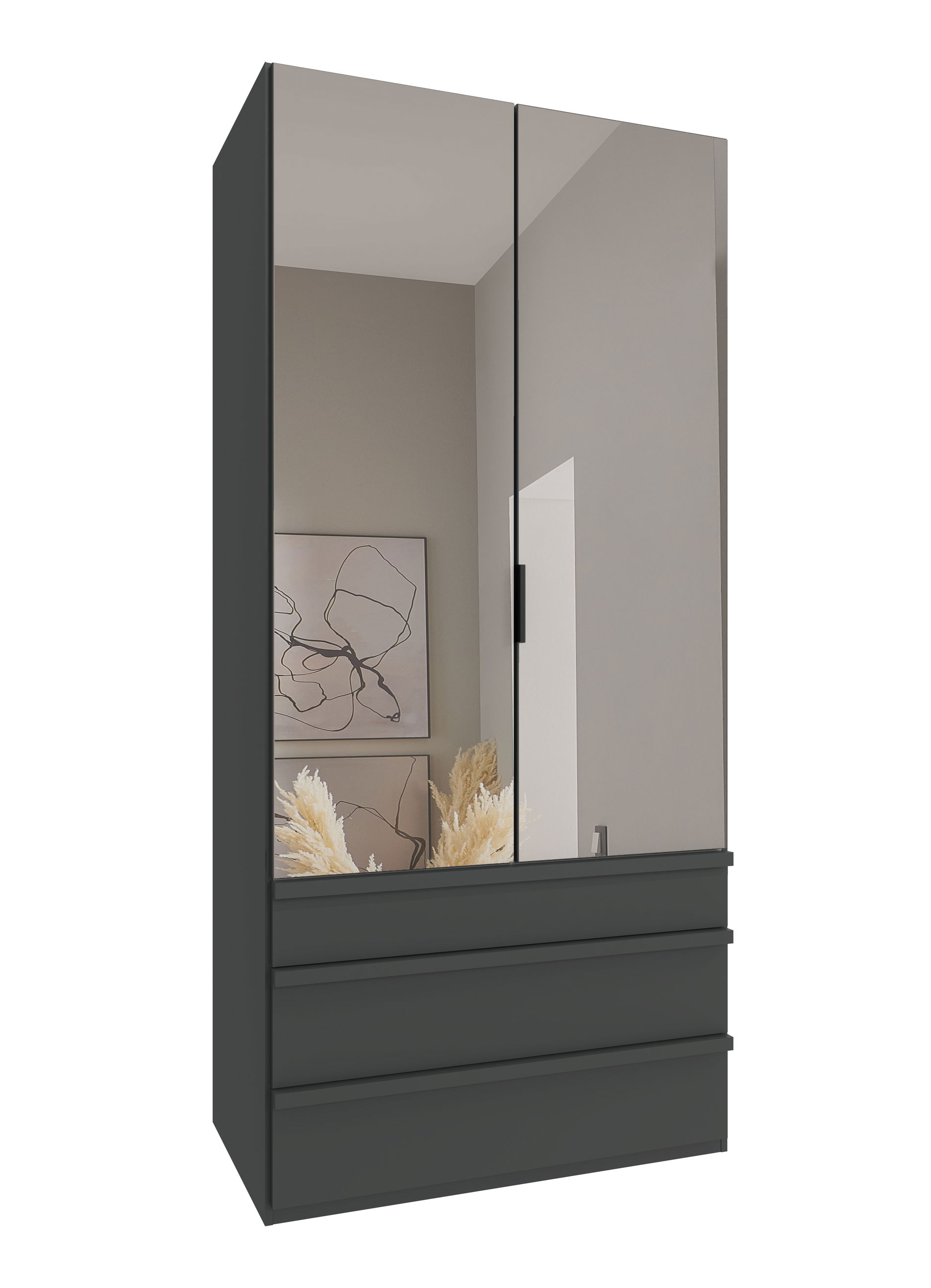 Wimex oxford Falttürenschrank 100x216 cm Spiegel & Schublade Grafit
