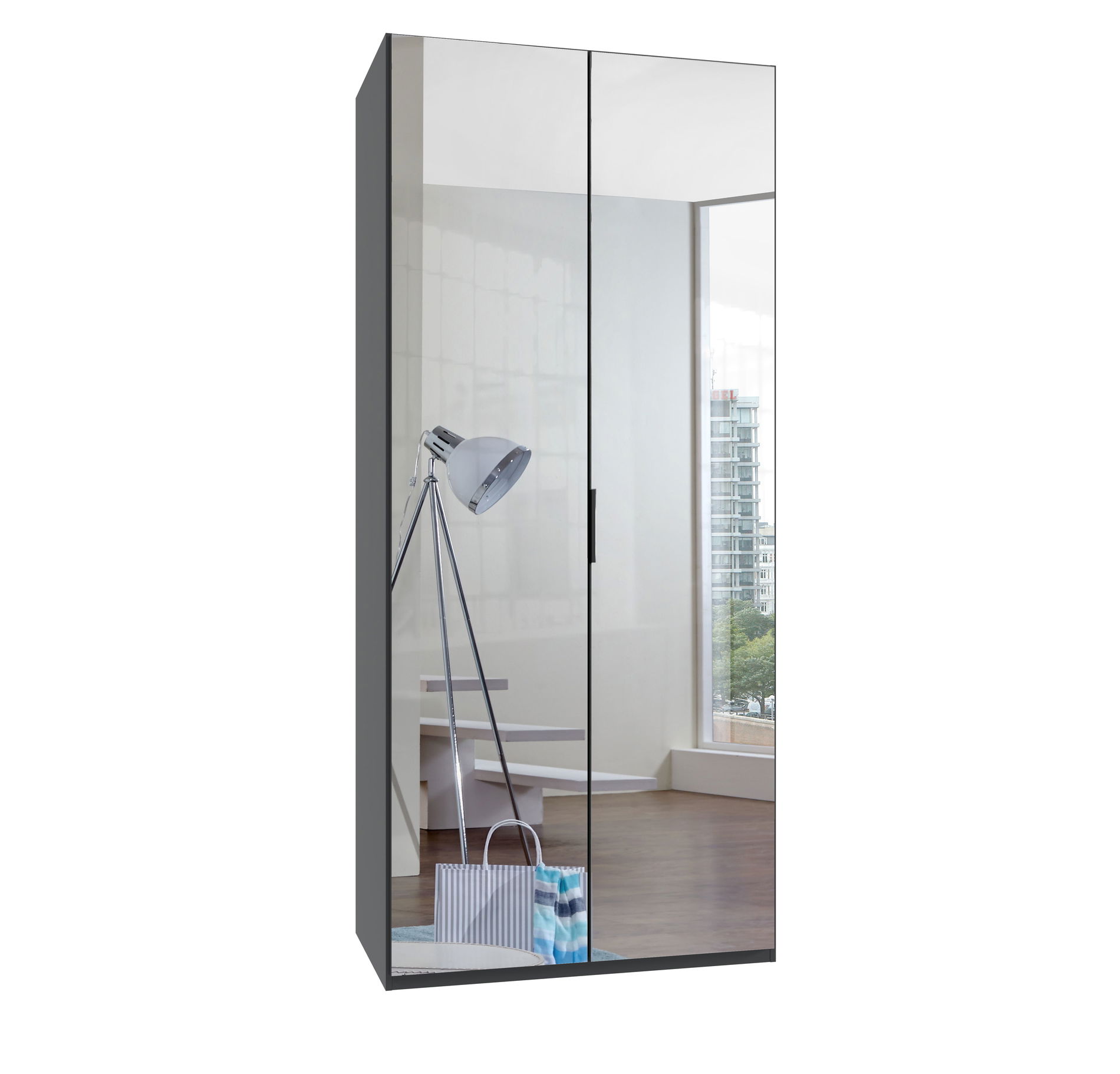 Wimex oxford Falttürenschrank 100x236 cm Spiegel Grafit