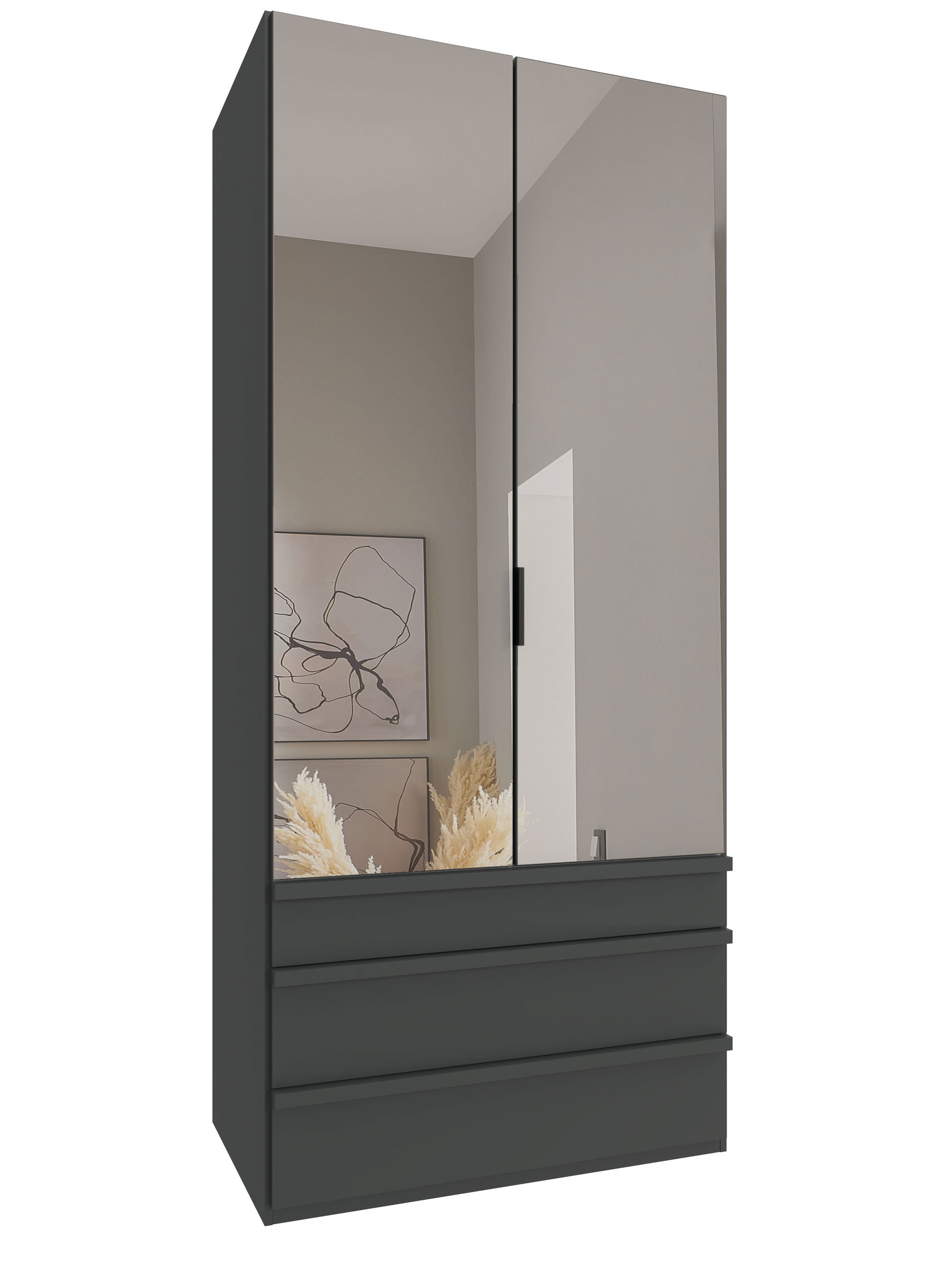 Wimex oxford Falttürenschrank 100x236 cm Spiegel & Schublade Grafit