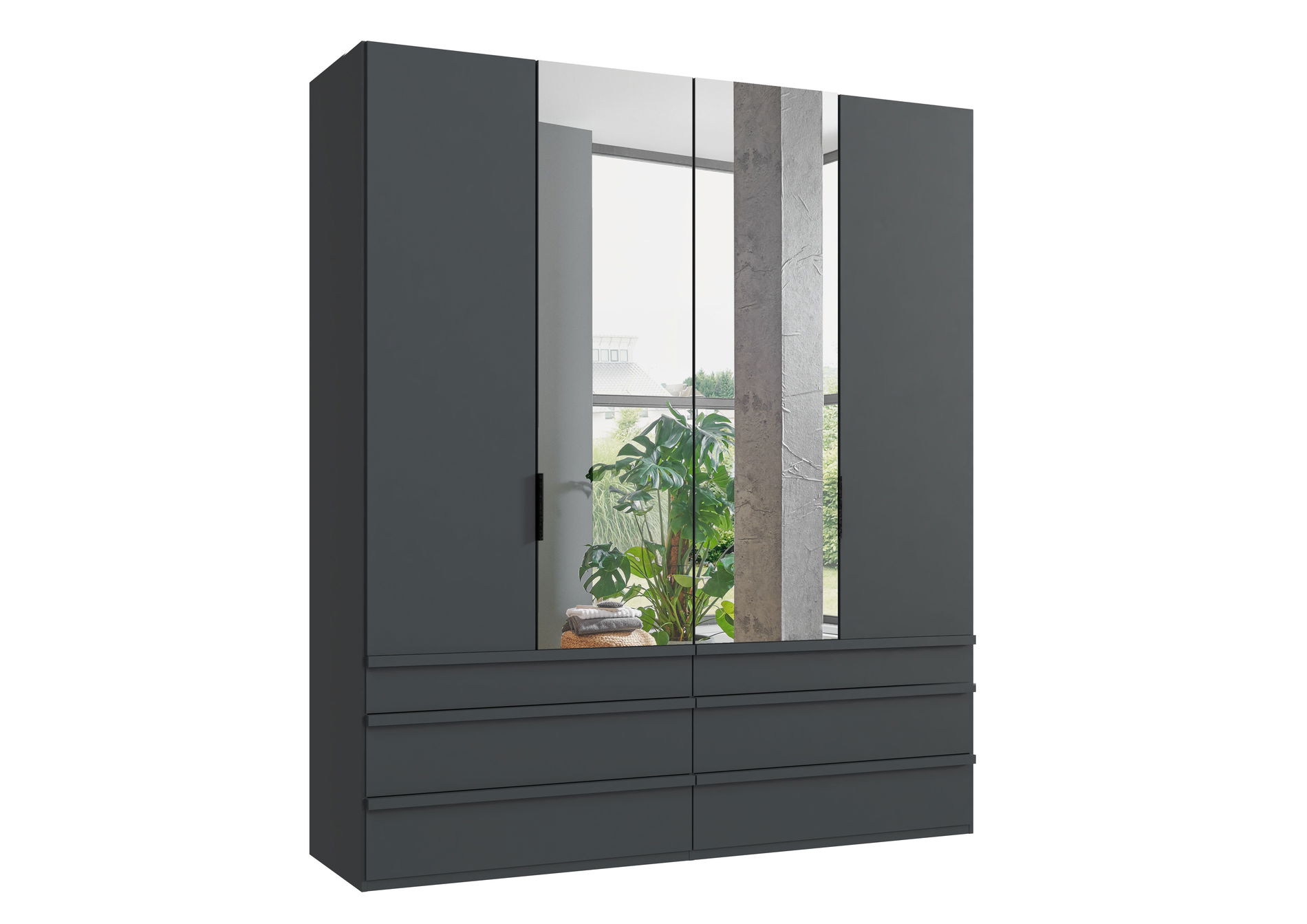 Wimex oxford Falttürenschrank 200x236 cm Spiegel & Schublade Grafit