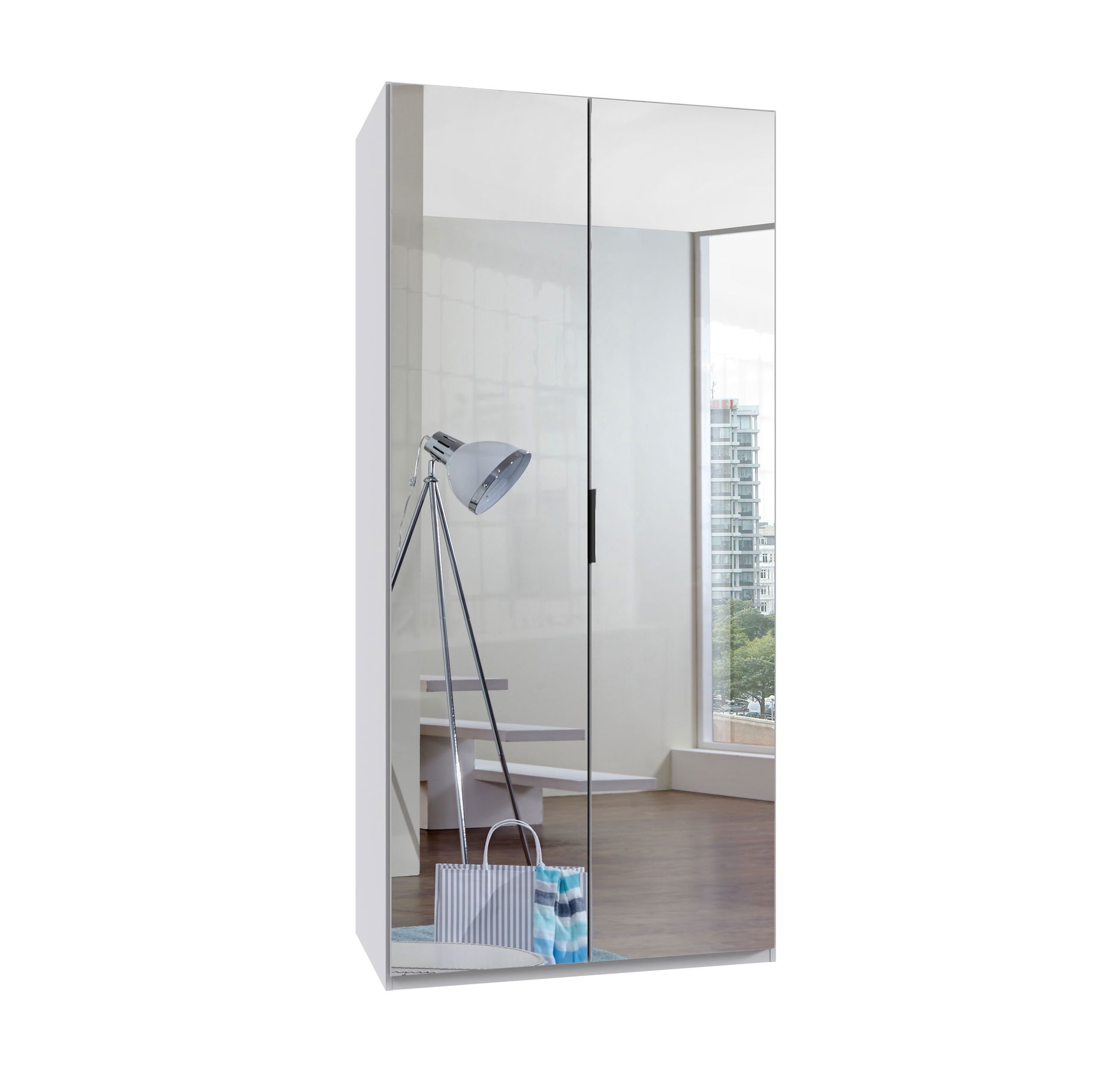 Wimex oxford Falttürenschrank 100x216 cm Spiegel Weiß