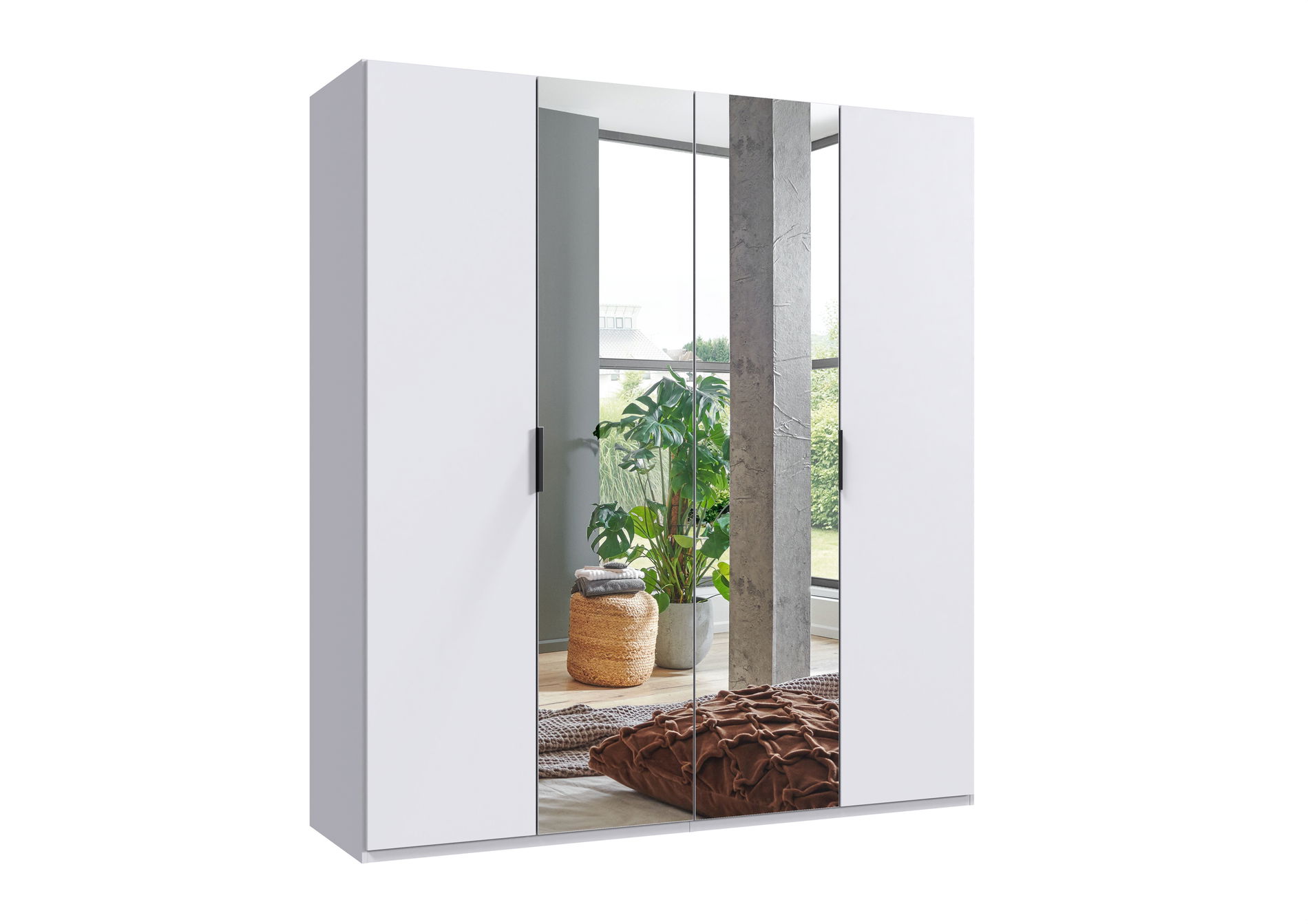 Wimex oxford Falttürenschrank 200x216 cm Spiegel Weiß