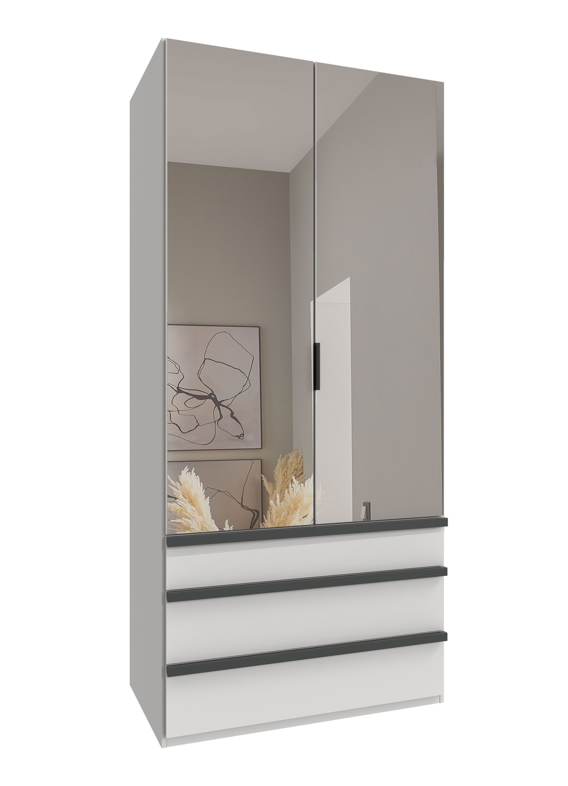 Wimex oxford Falttürenschrank 100x216 cm Spiegel & Schublade Weiß