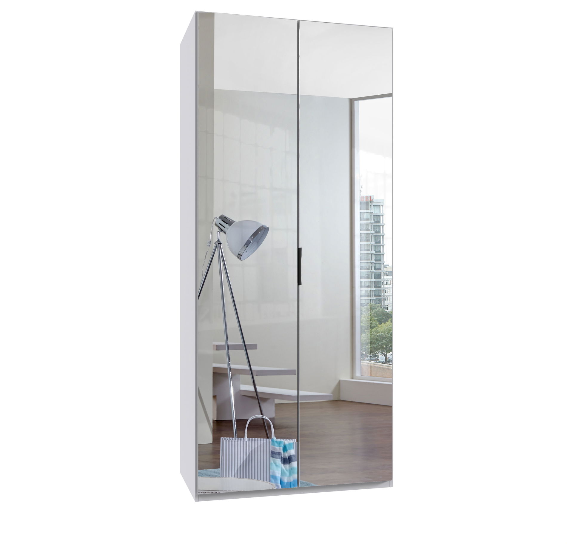 Wimex oxford Falttürenschrank 100x236 cm Spiegel Weiß