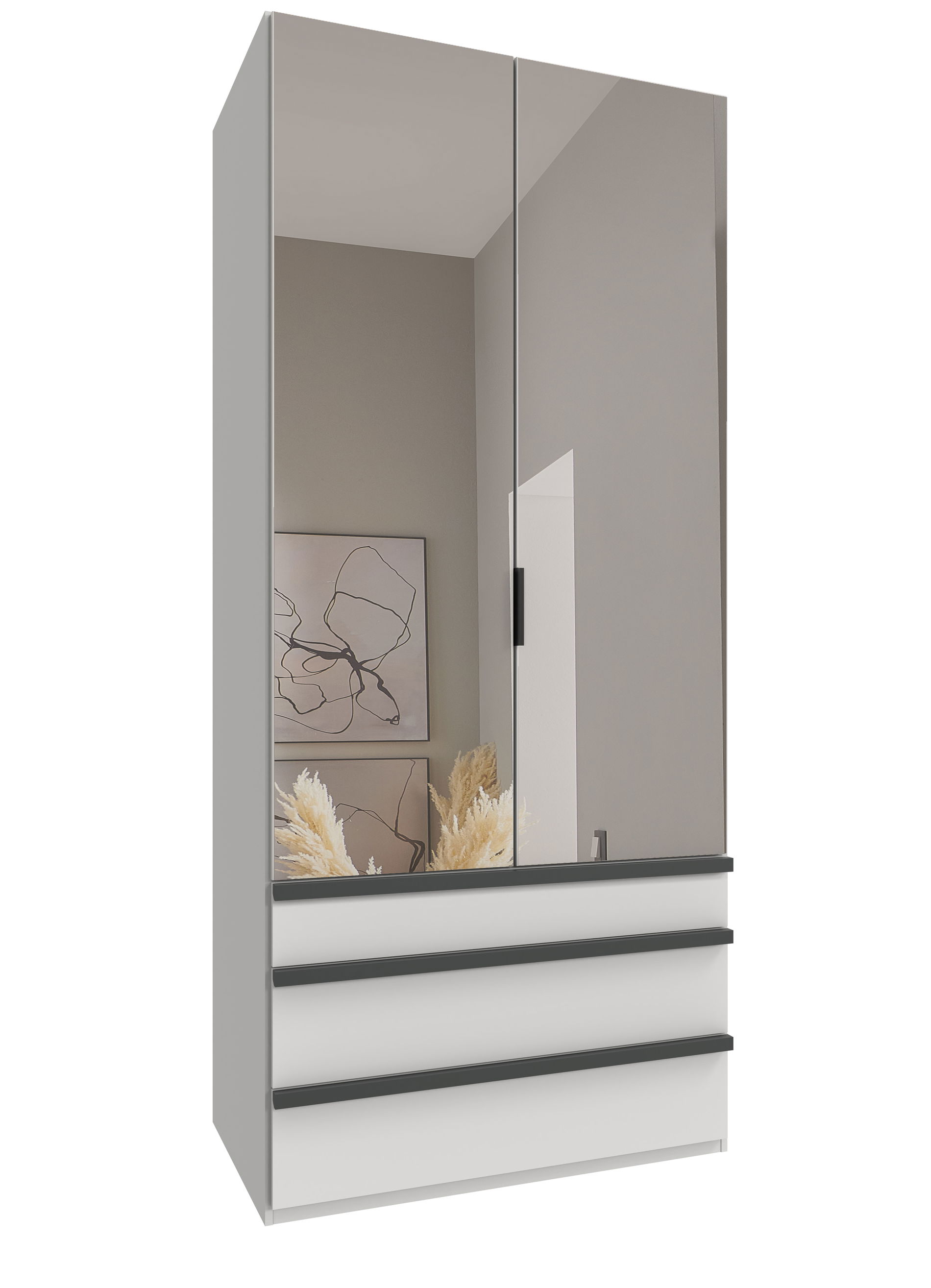 Wimex oxford Falttürenschrank 100x236 cm Spiegel & Schublade Weiß